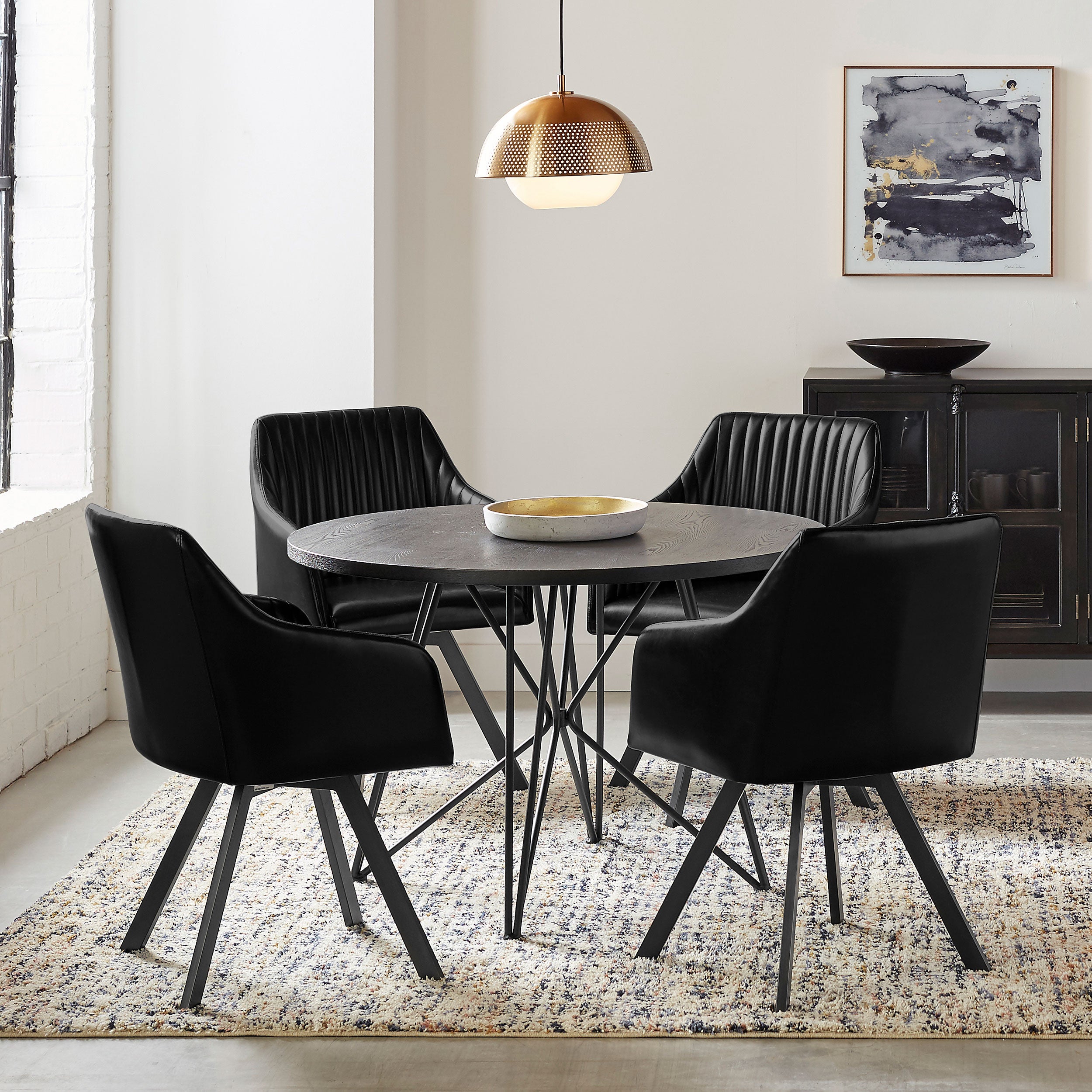 Rennes Round Table Black and Gunmetal Dining Table