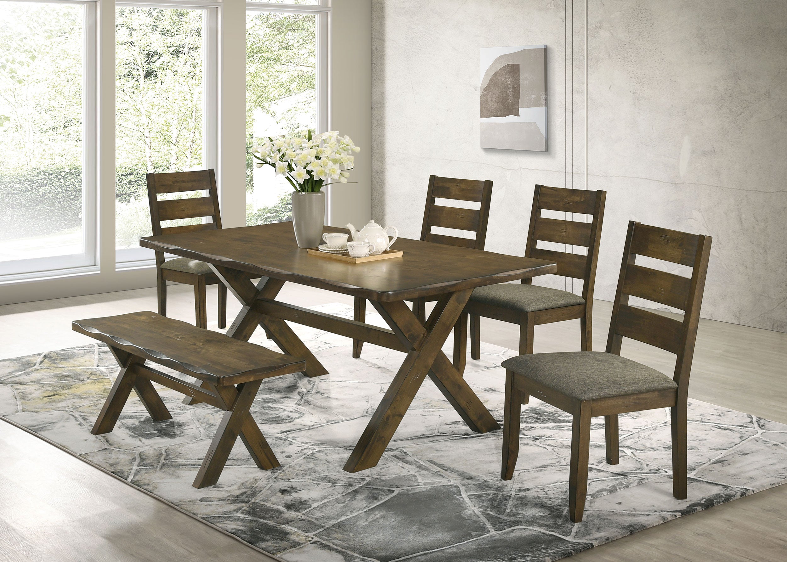 Alston Dining Room Set Knotty Nutmeg and Grey Dining Table Brown