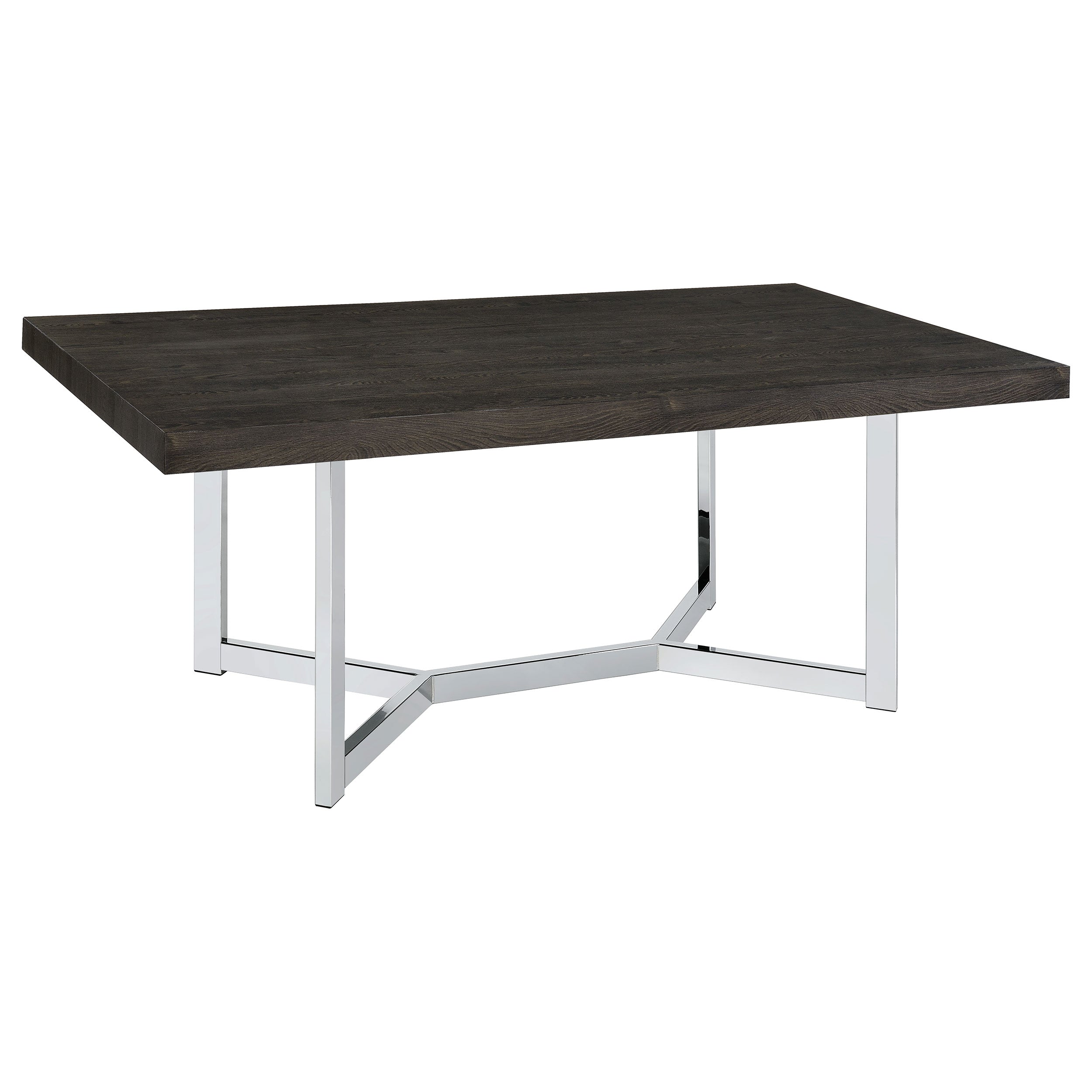 Benson Rectangular Trestle Base Dining Table Dark Oak and Chrome