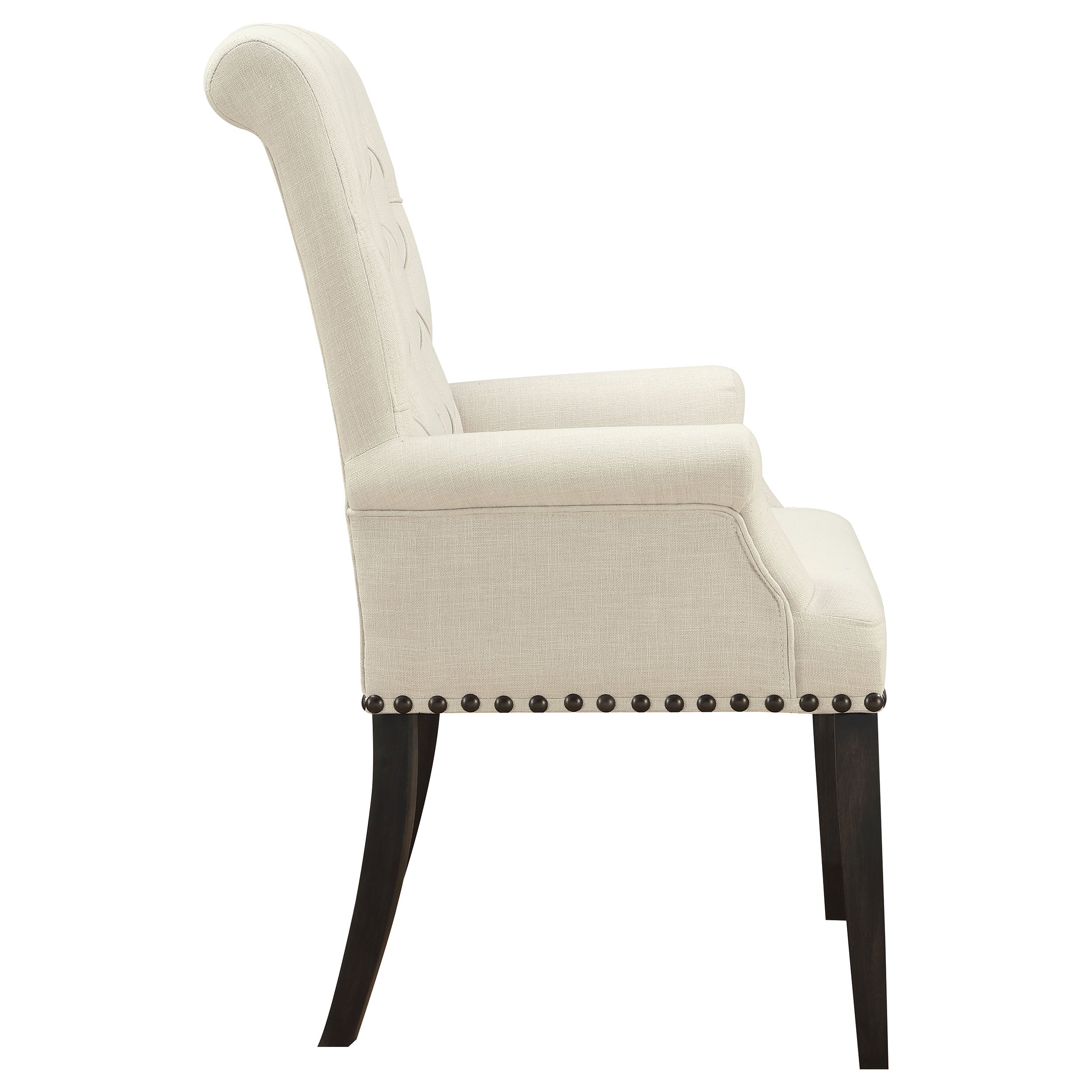 Alana Upholstered Arm Chair Beige and Smokey Black