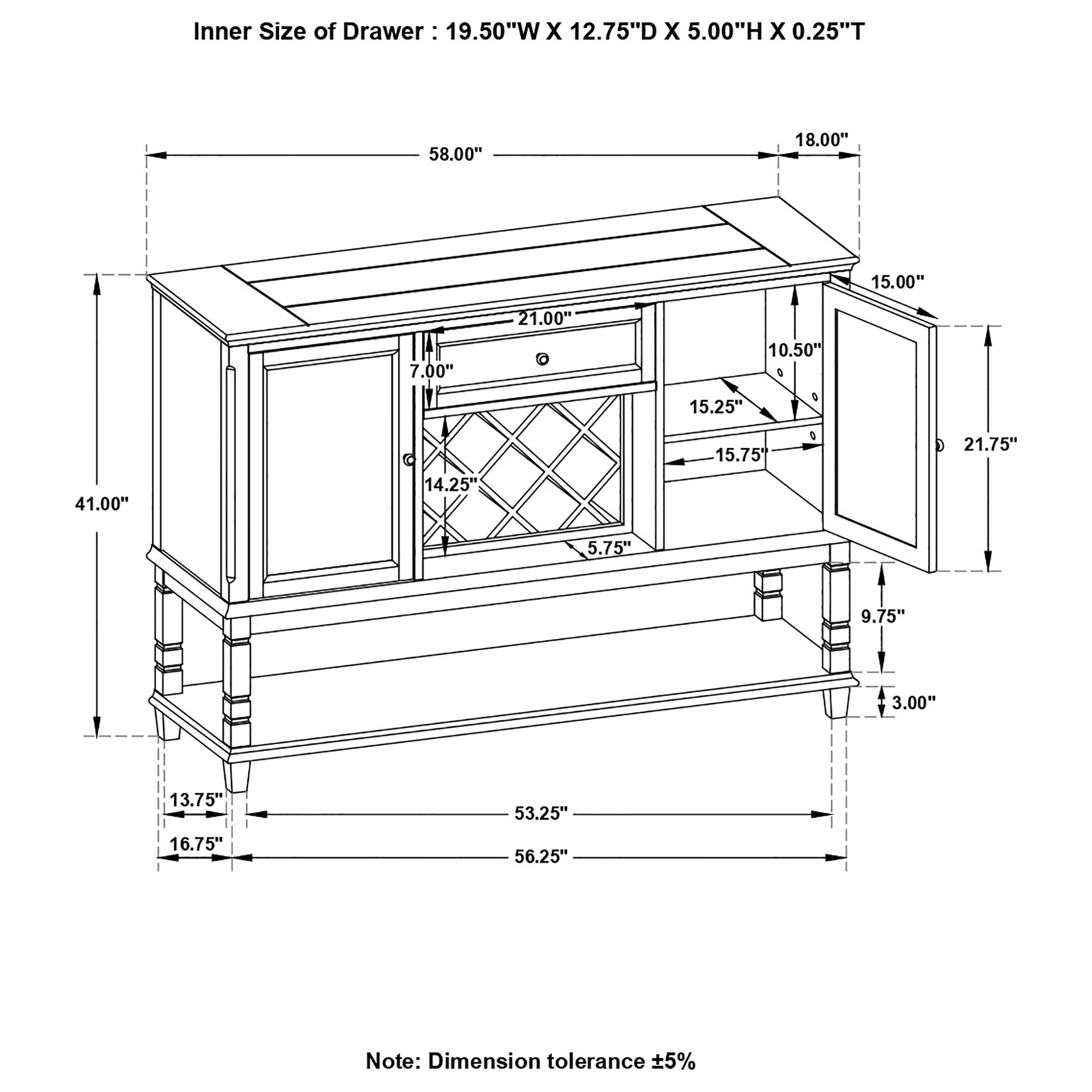 Parkins Server with Lower Shelf Rustic Espresso