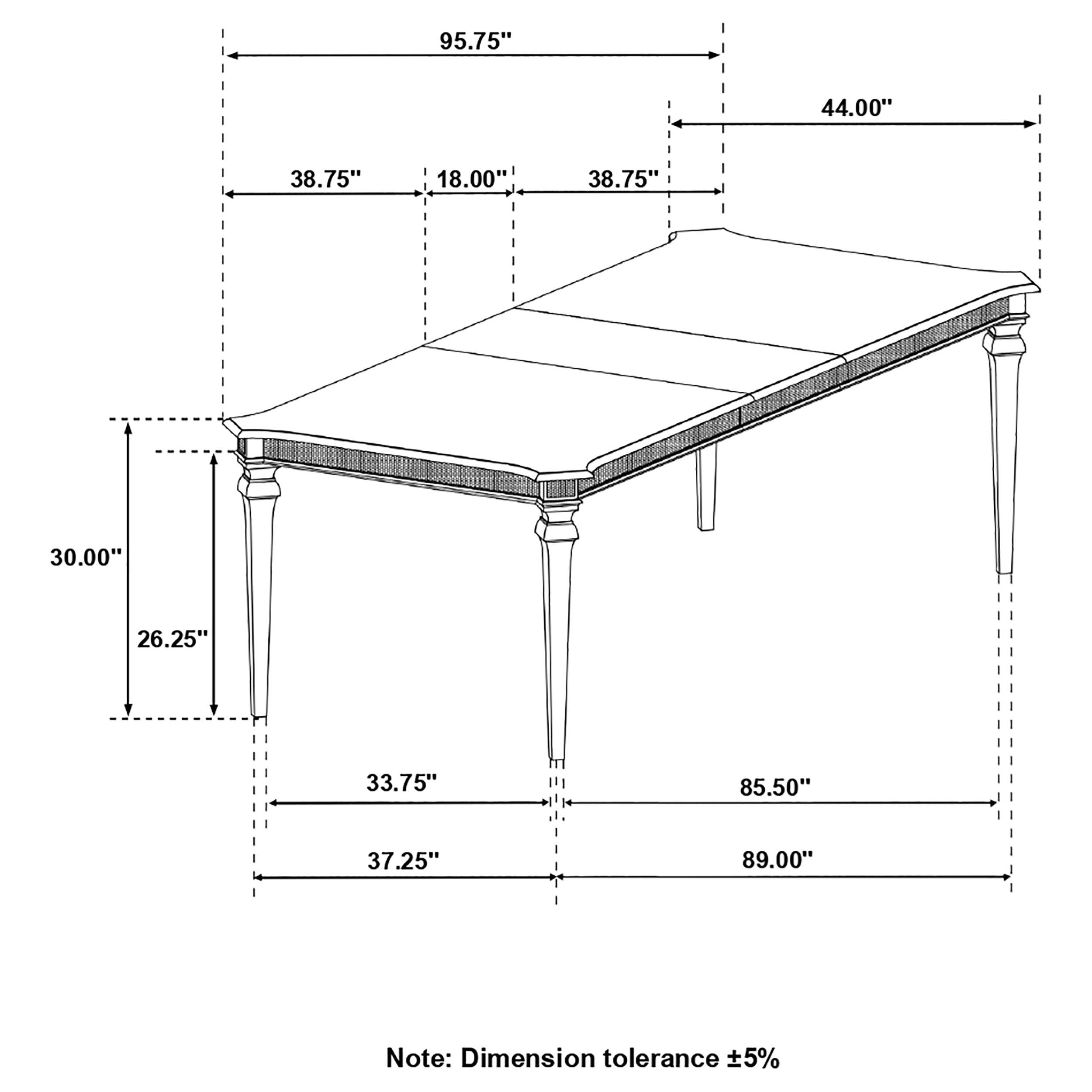 Evangeline Rectangular Dining Table with Extension Leaf Silver Oak