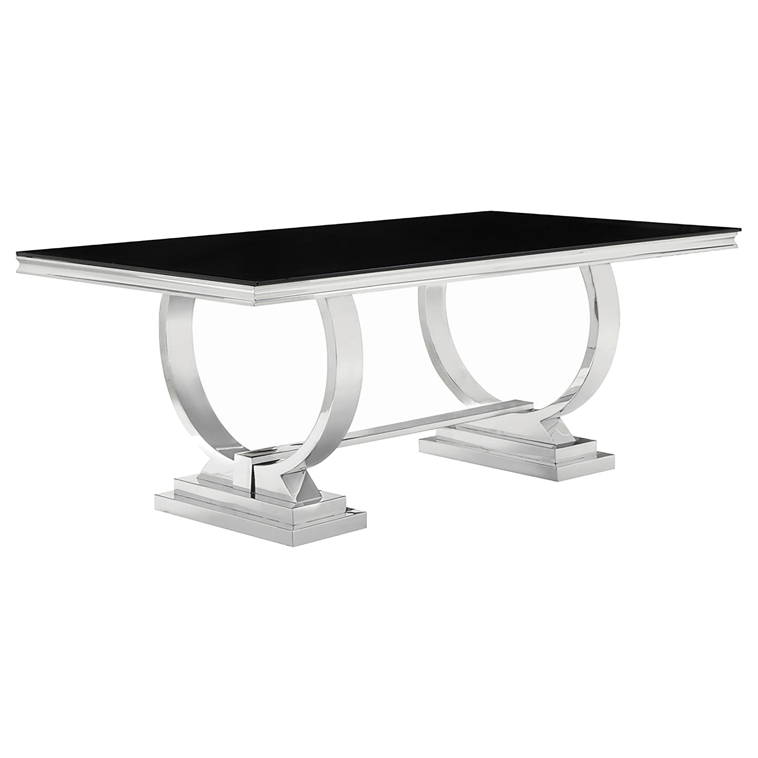 Antoine Rectangular Dining Table Chrome and Black