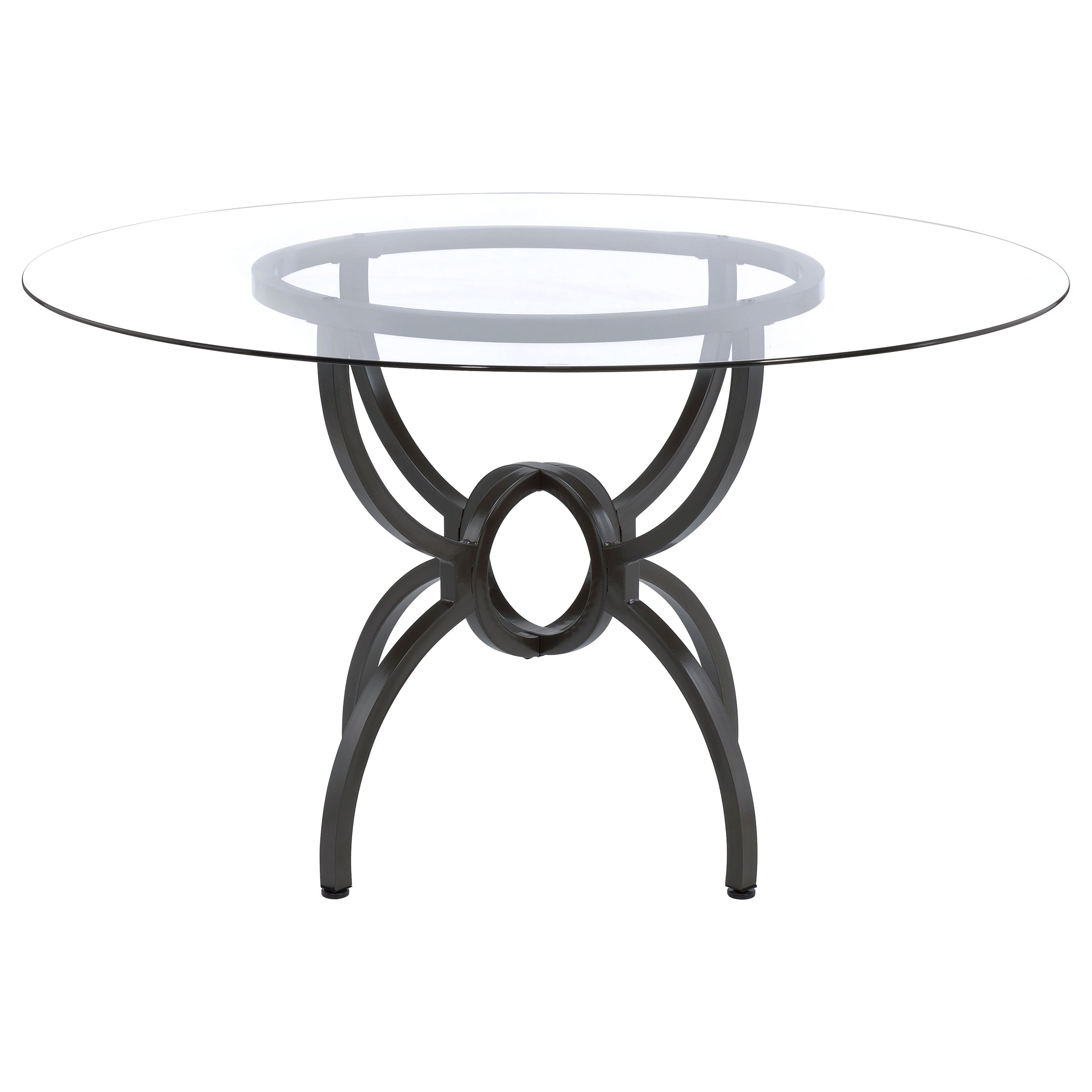 Aviano 48" Round Glass Top Dining Table Clear and Gunmetal