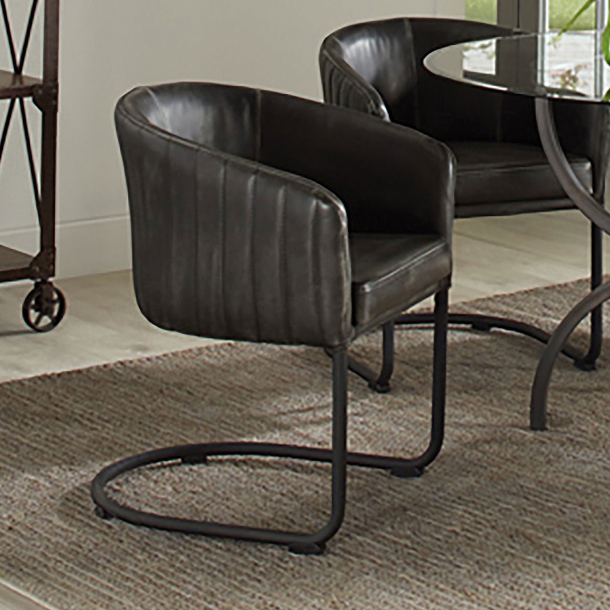 Banner Upholstered Dining Chair Anthracite and Matte Black