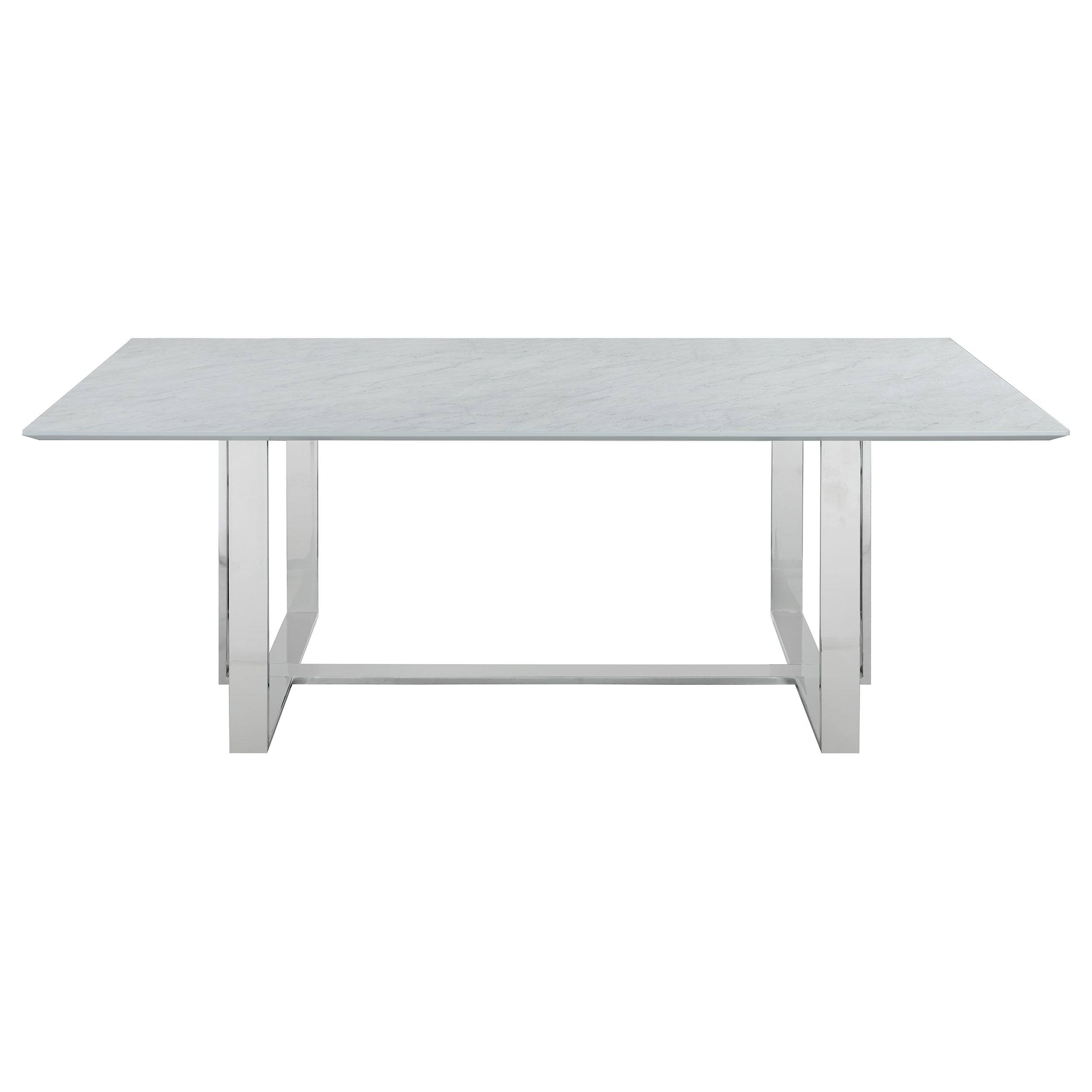 Annika Rectangular Glass Top Dining Table White and Chrome