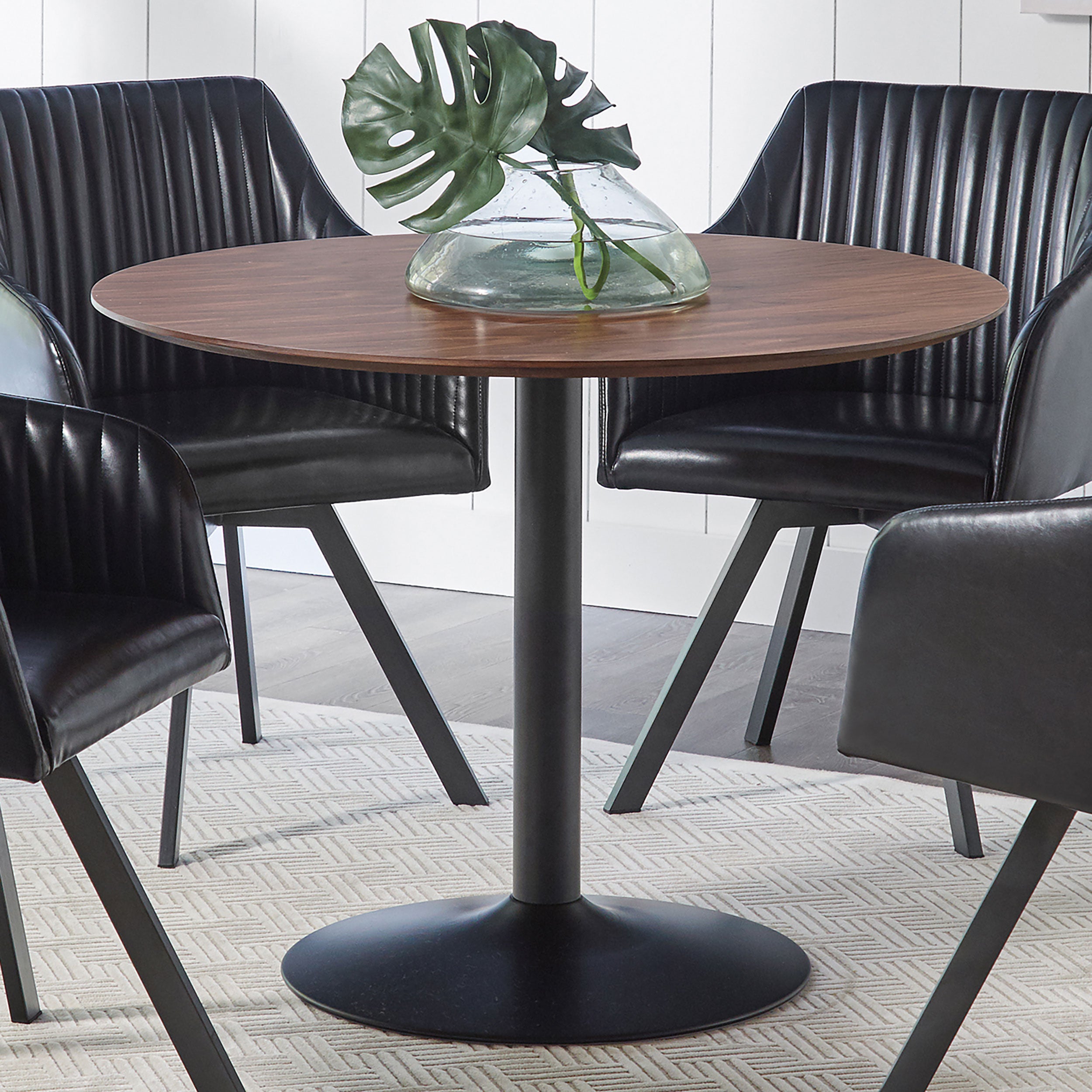 Cora Round Dining Table Walnut and Black