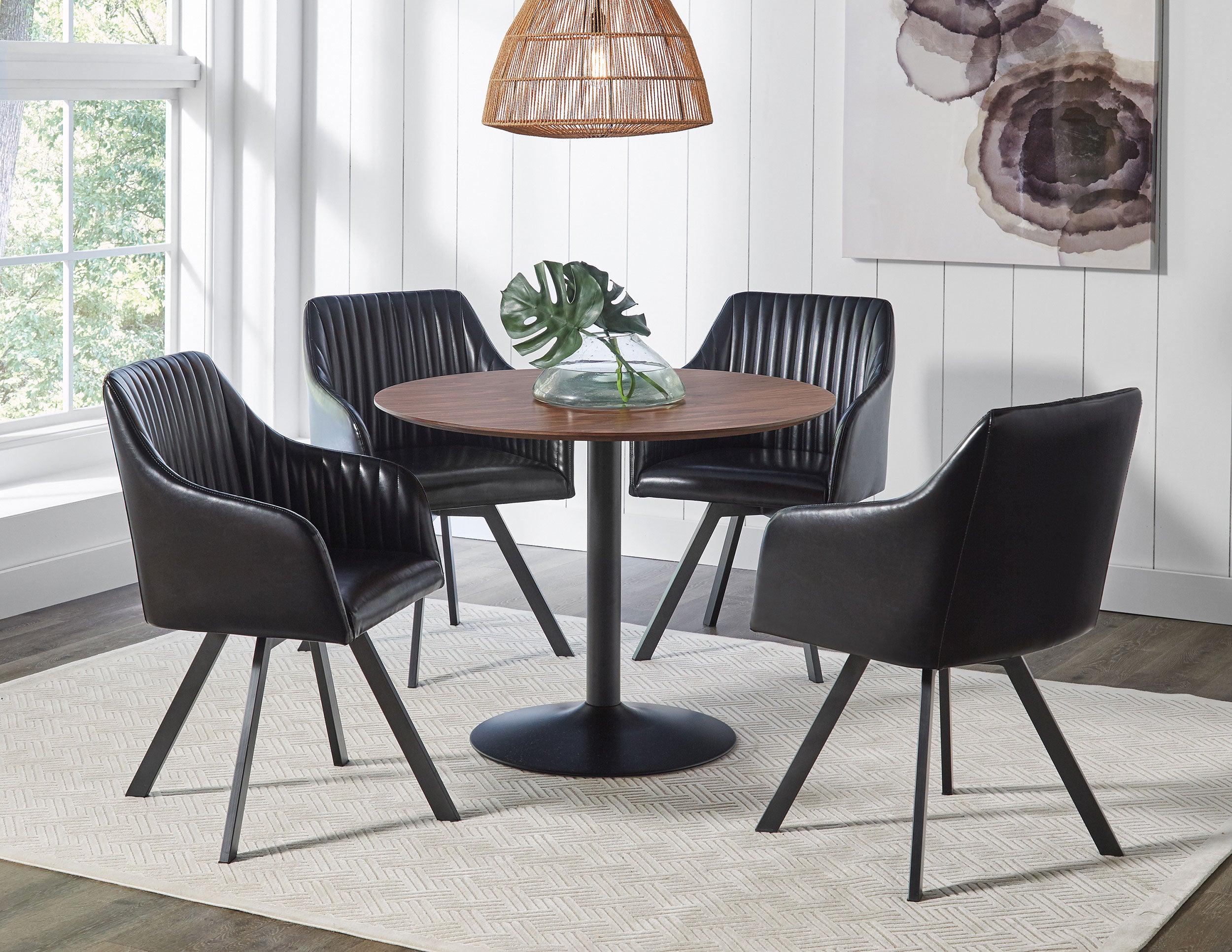 Cora Round Dining Table Walnut and Black