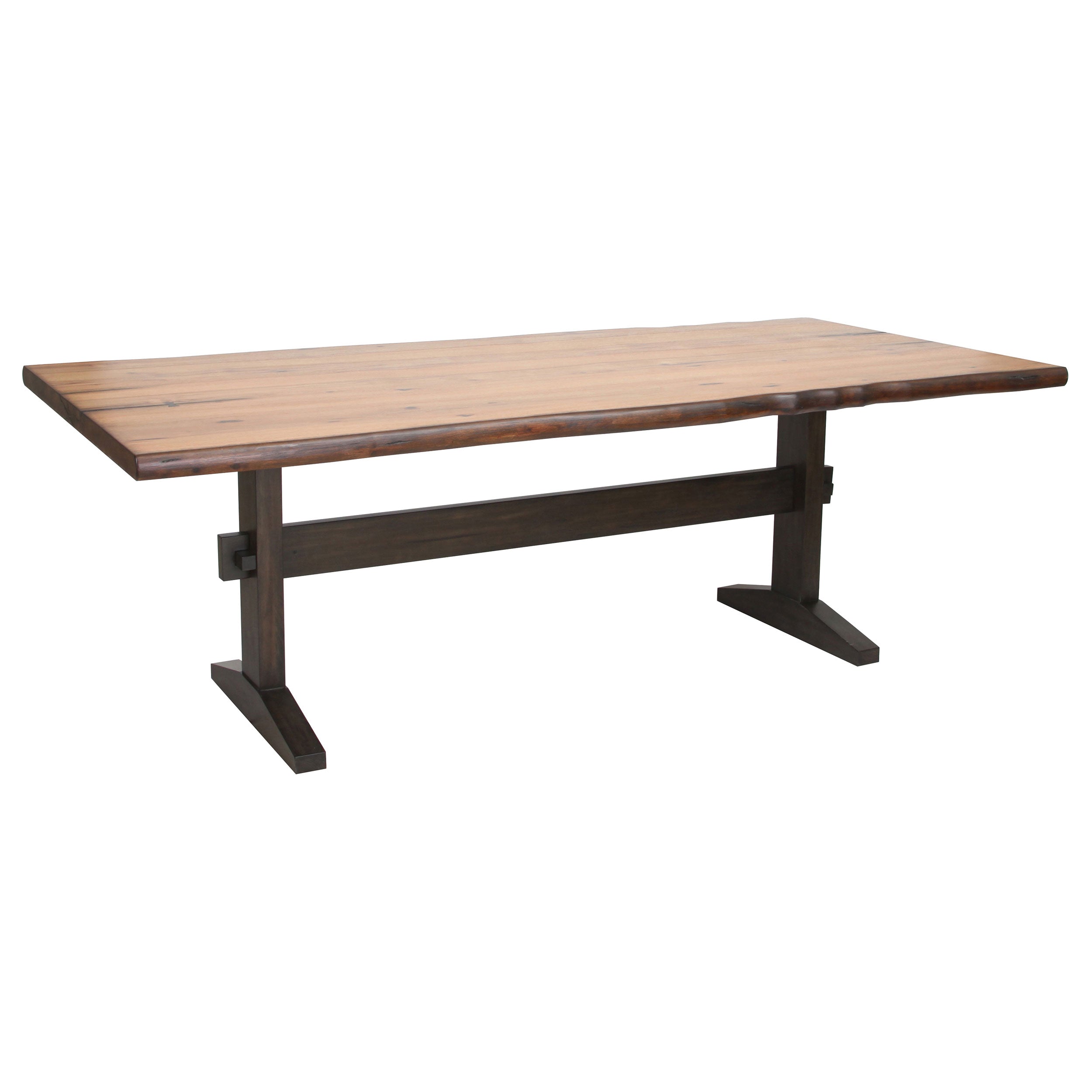 Bexley Rectangular Live Edge Dining Set Natural Honey and Espresso Dining Table Brown