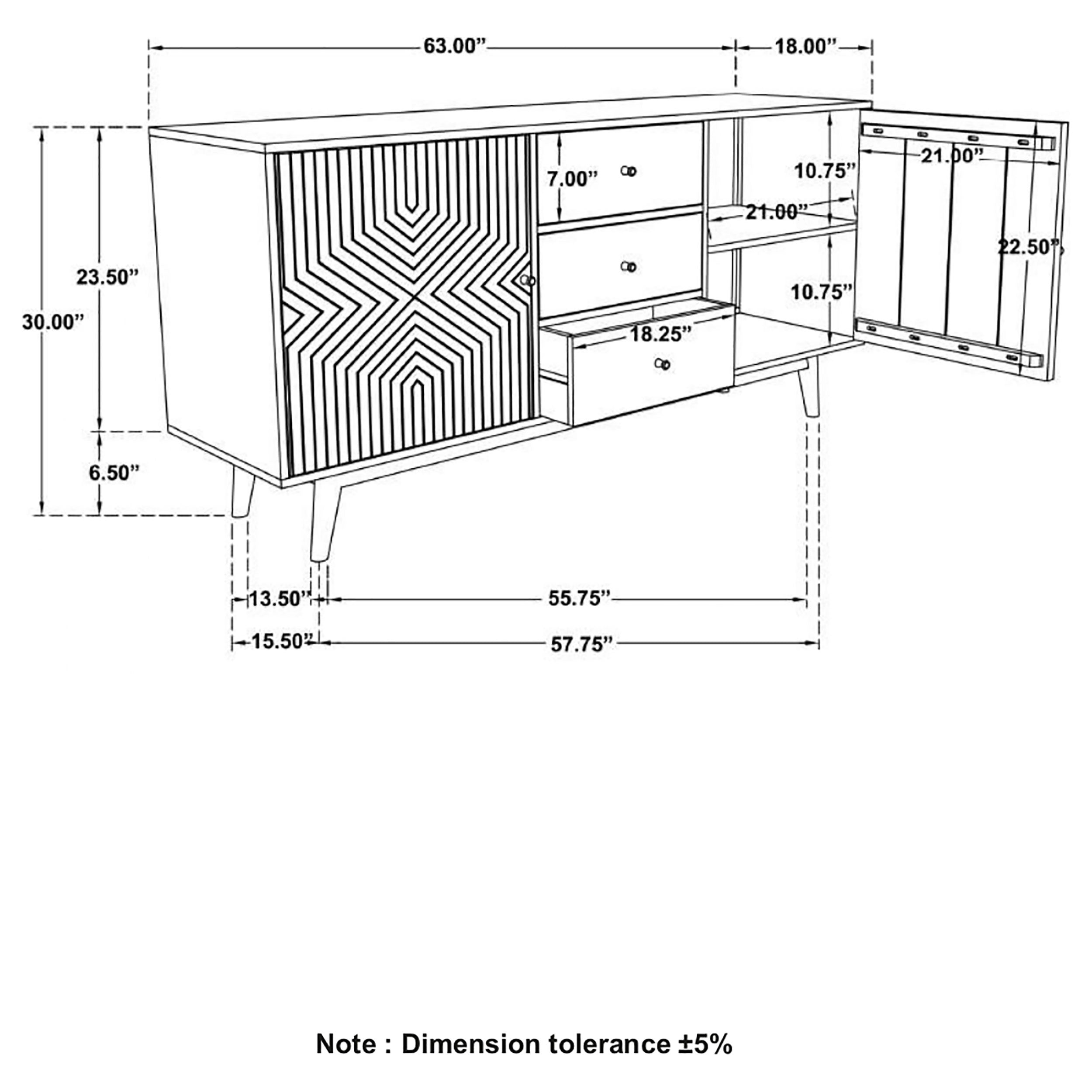 Partridge Rectangular 2-door Server Natural Sheesham and Black