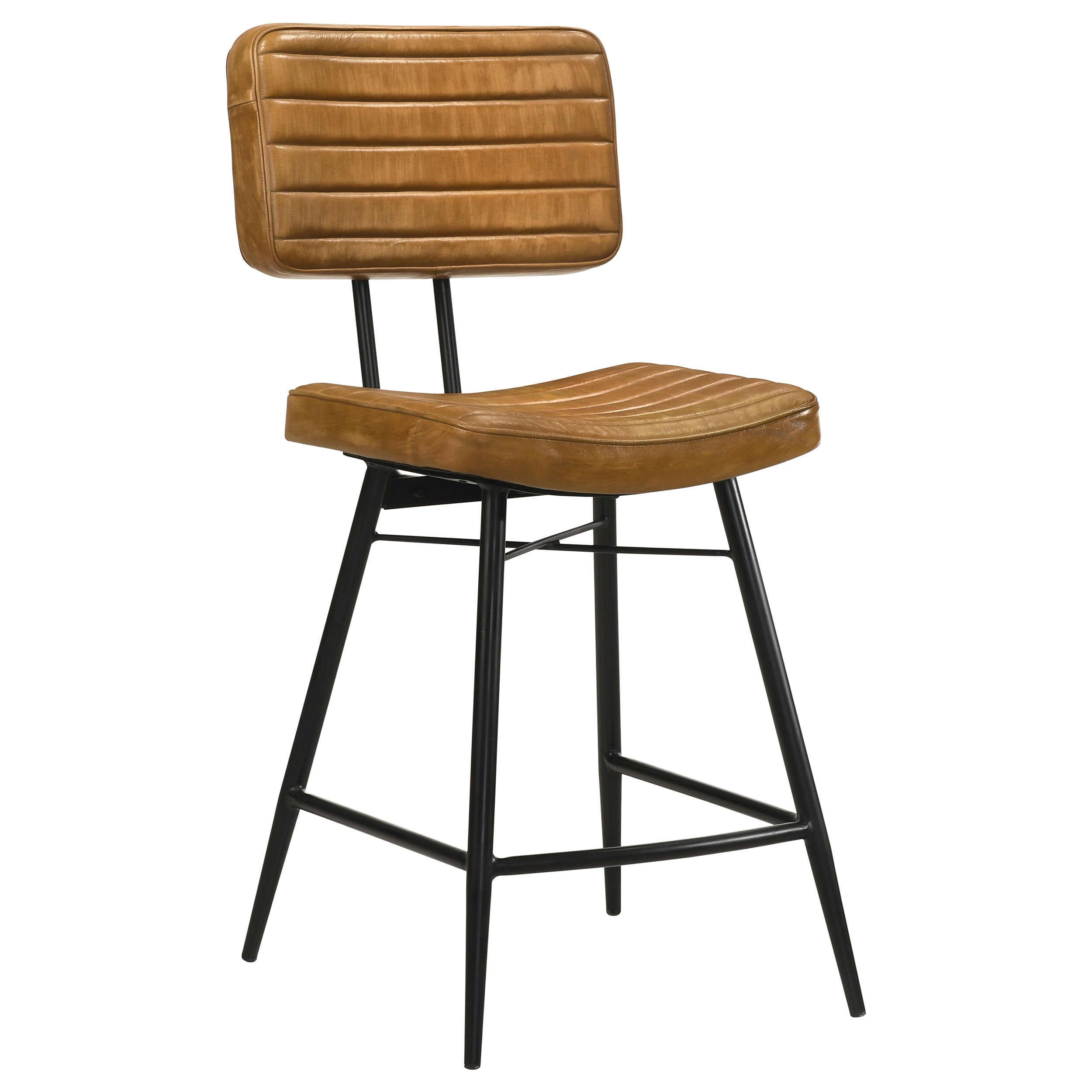 Partridge Upholstered Counter Height Stools with Footrest (Set of 2) Counter Stool Brown