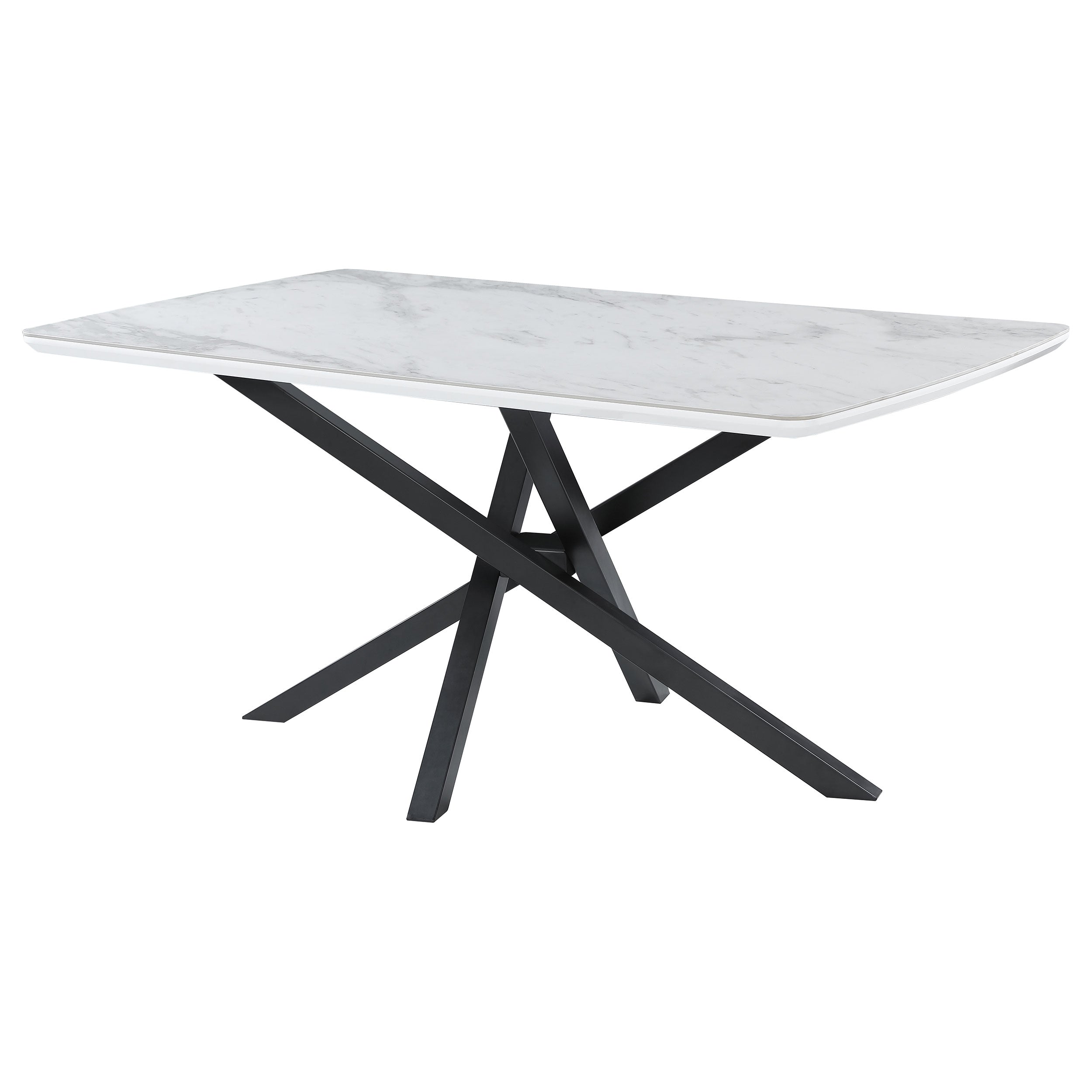 Paulita Rectangular Dining Table White and Gunmetal