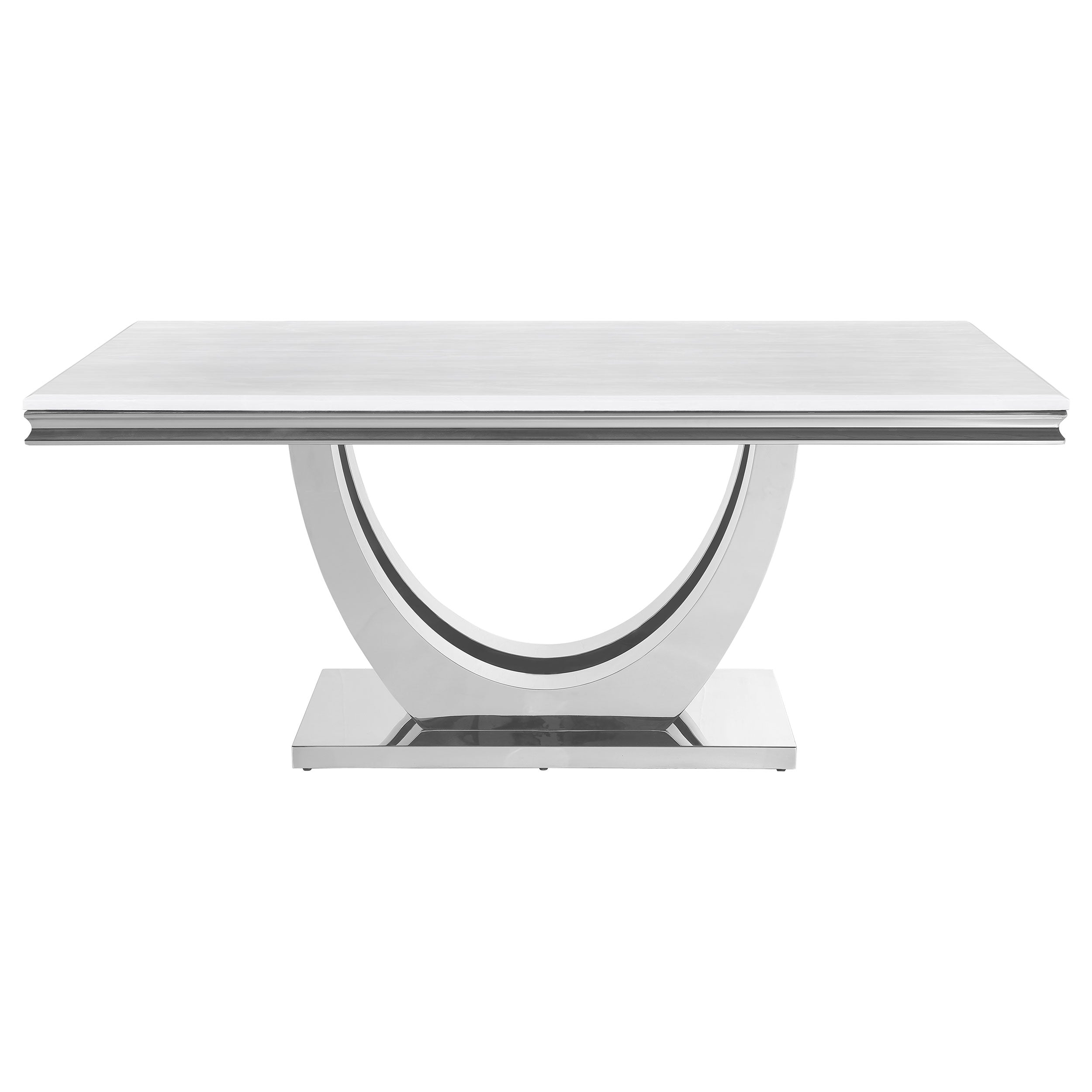 Kerwin Rectangle Faux Marble Top Dining Table White and Chrome