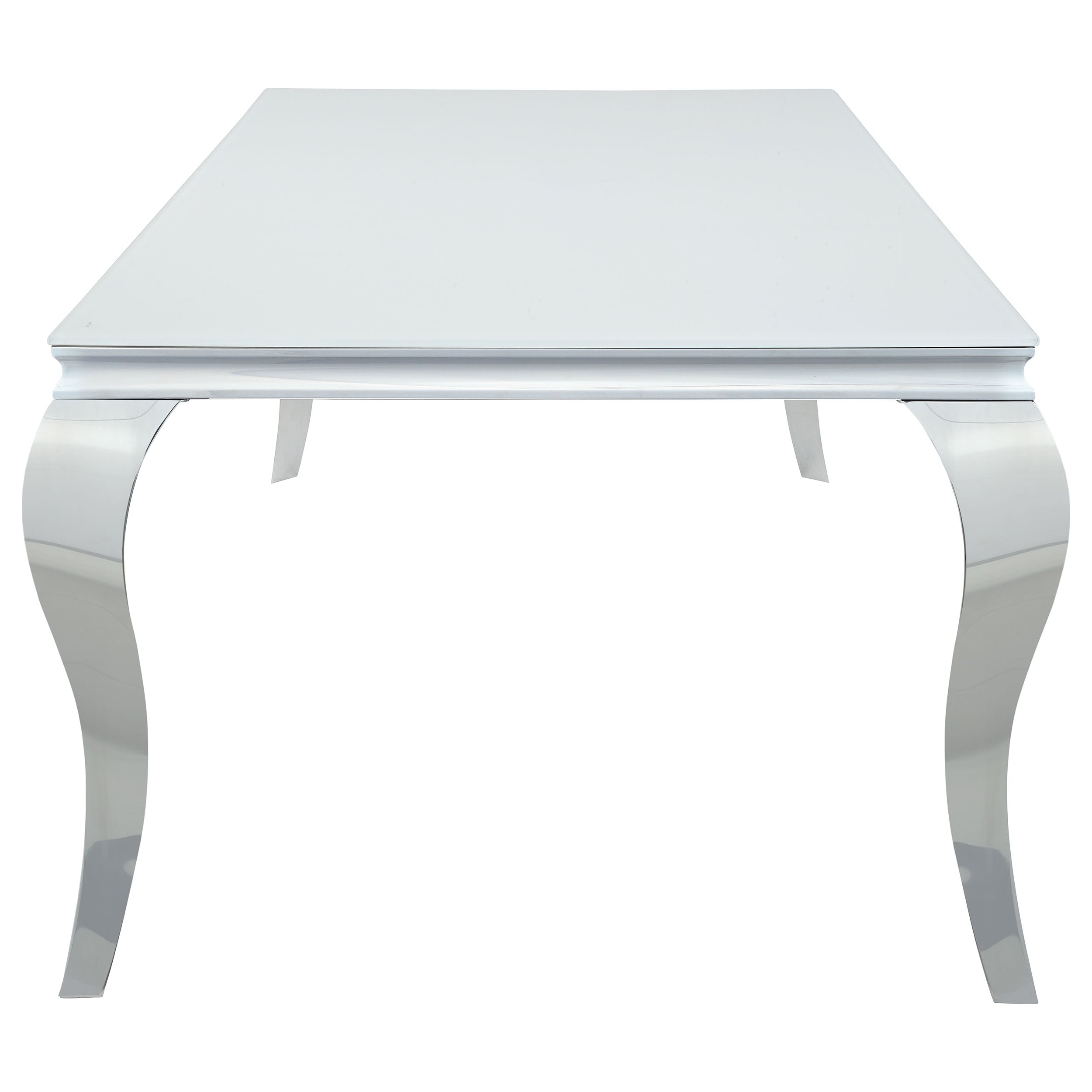 Darcee Rectangular Glass Top Dining Table White and Chrome Dining Table Silver