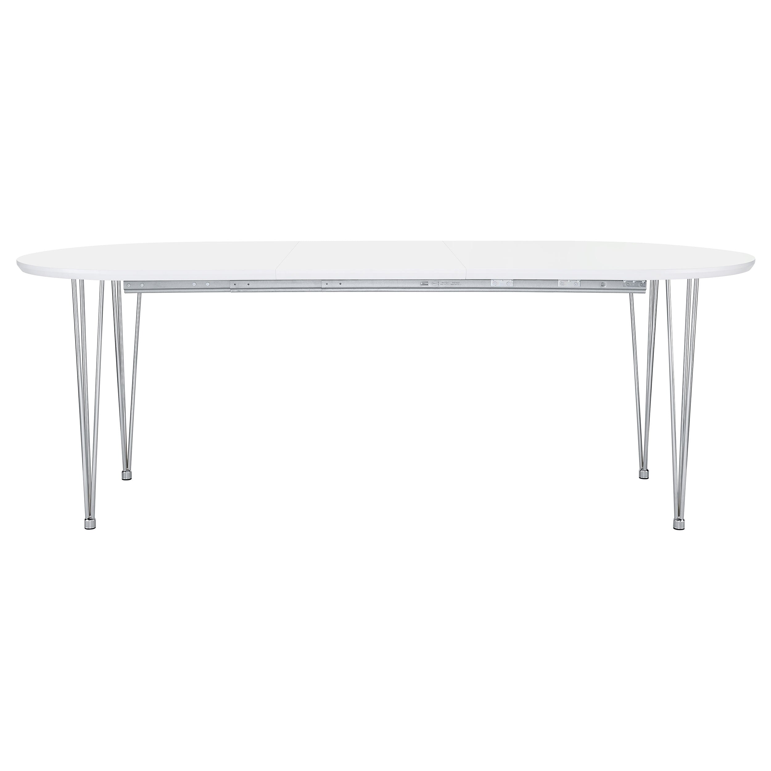 Heather Oval Dining Table with Hairpin Legs Matte White and Chrome