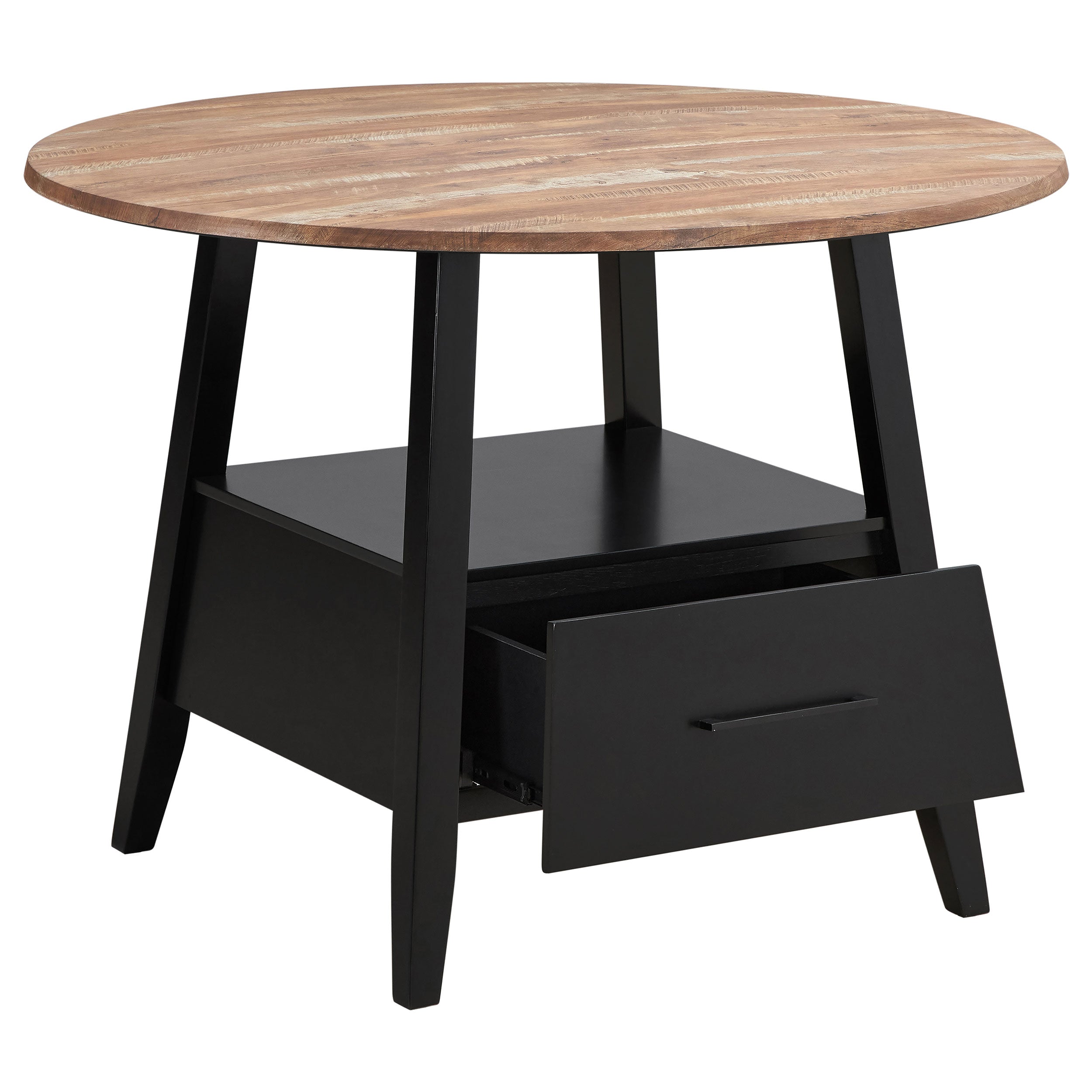 Gibson 1-drawer Round Counter Height Table Yukon Oak and Black