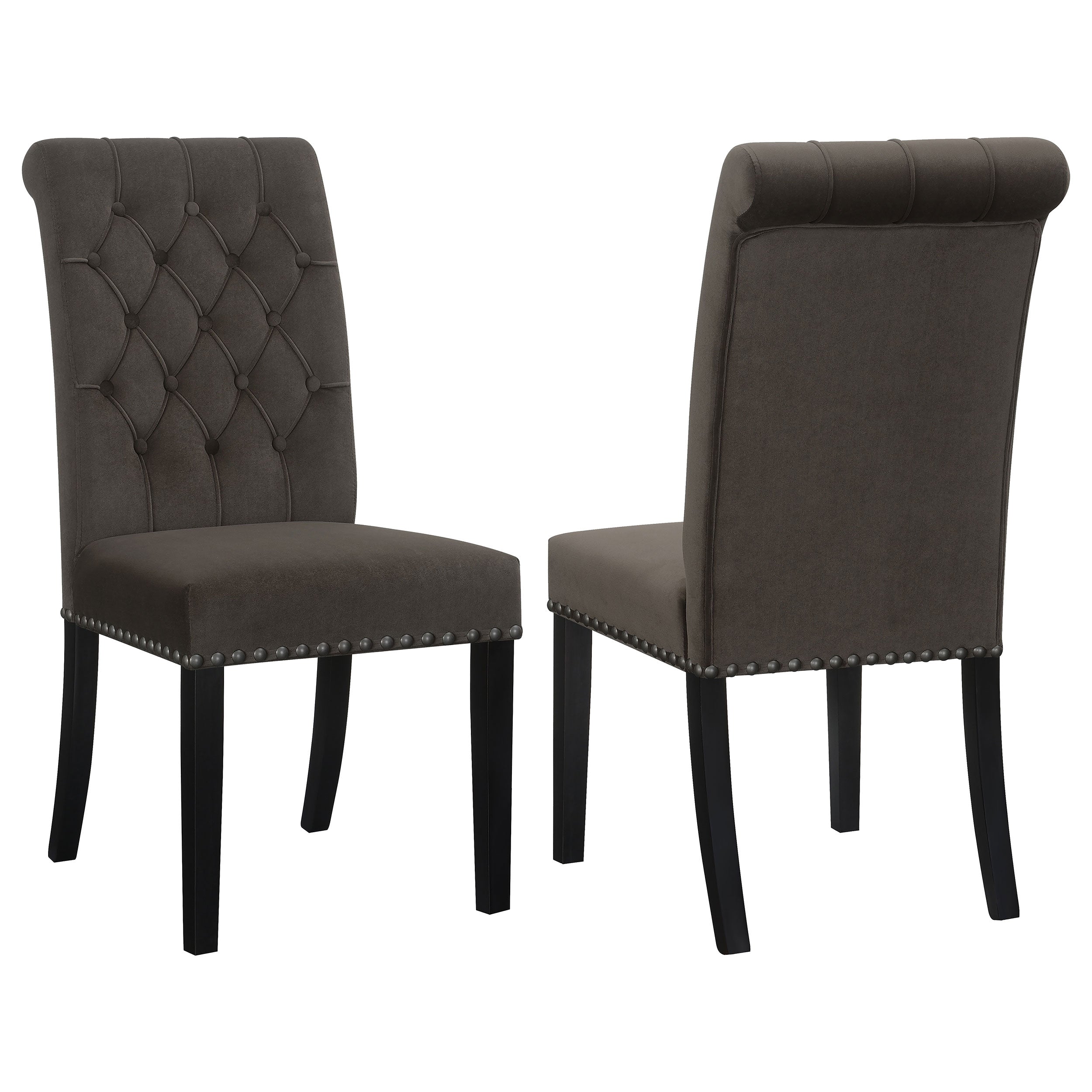 Alana Upholstered Tufted Side Chairs with Nailhead Trim (Set of 2) Side Chair Brown