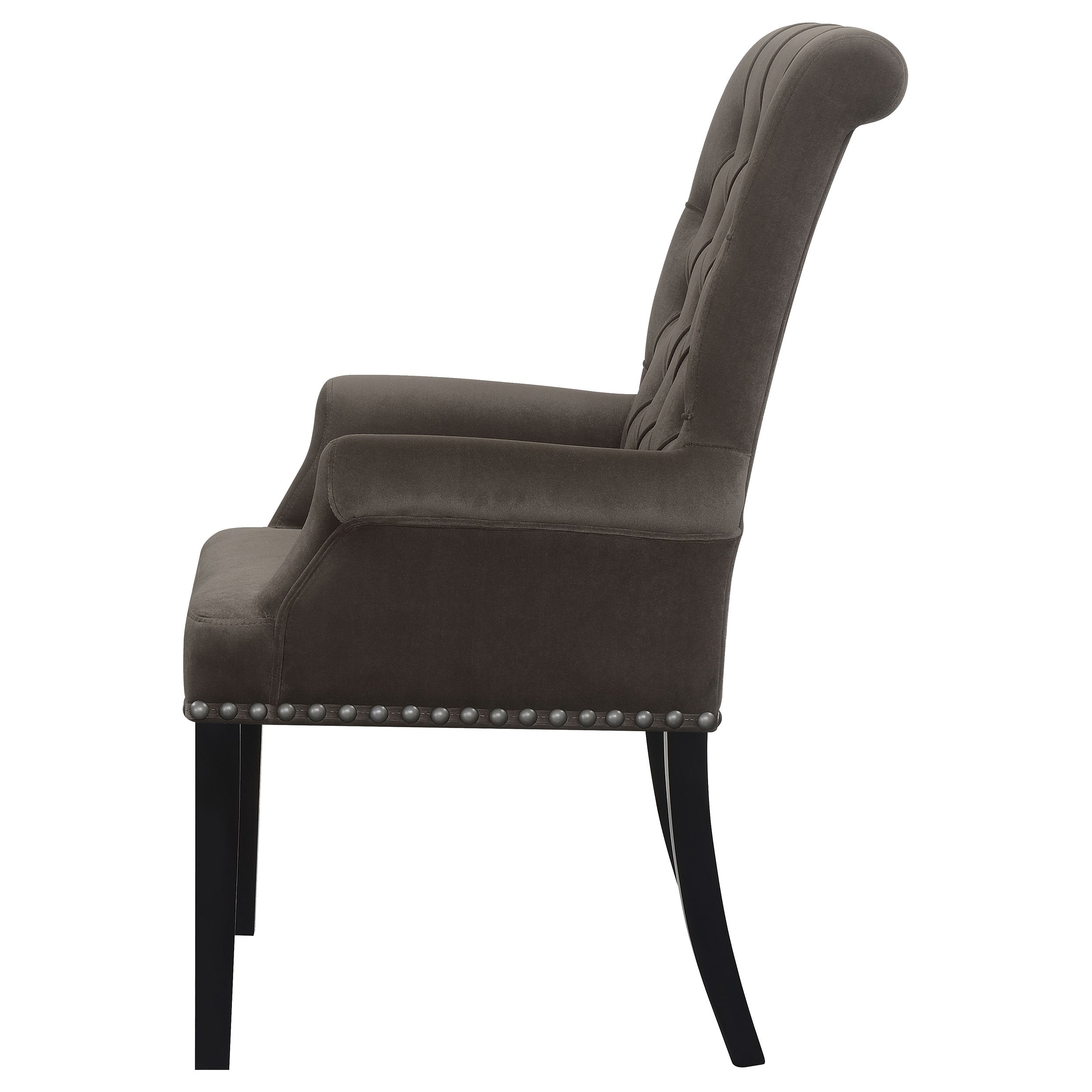 Alana Upholstered Tufted Arm Chair with Nailhead Trim Arm Chair Brown