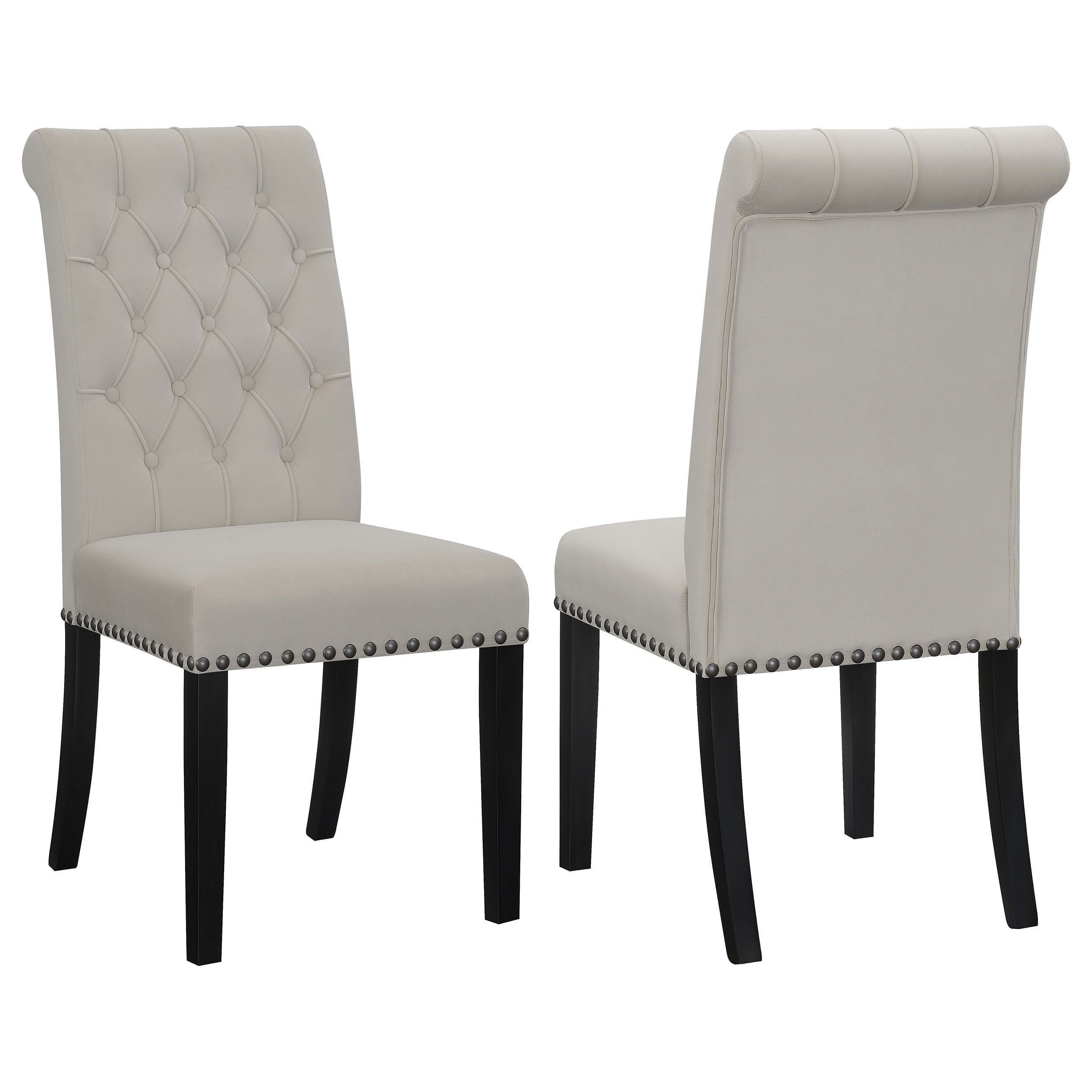 Alana Upholstered Tufted Side Chairs with Nailhead Trim (Set of 2) Side Chair Grey