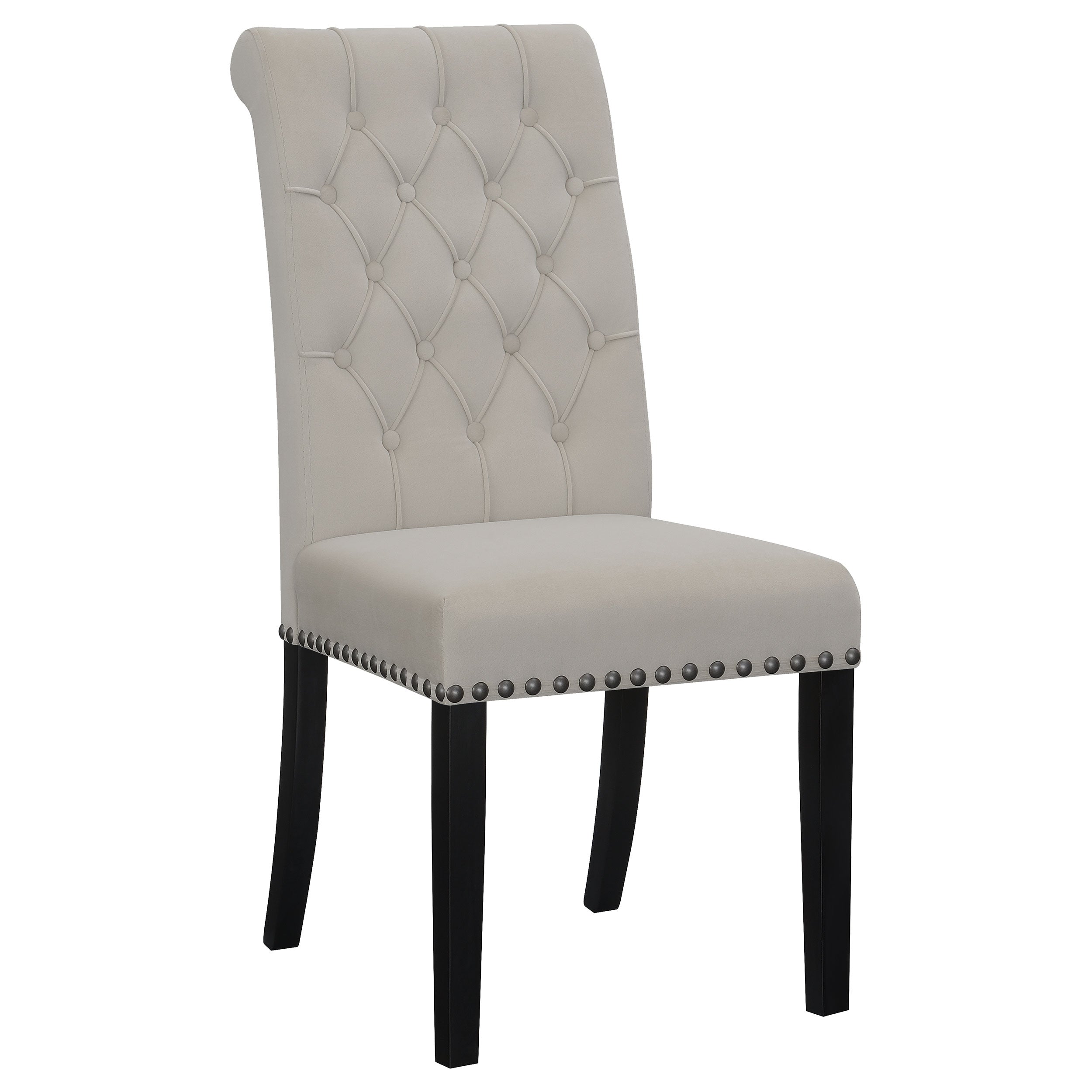 Alana Upholstered Tufted Side Chairs with Nailhead Trim (Set of 2) Side Chair Grey