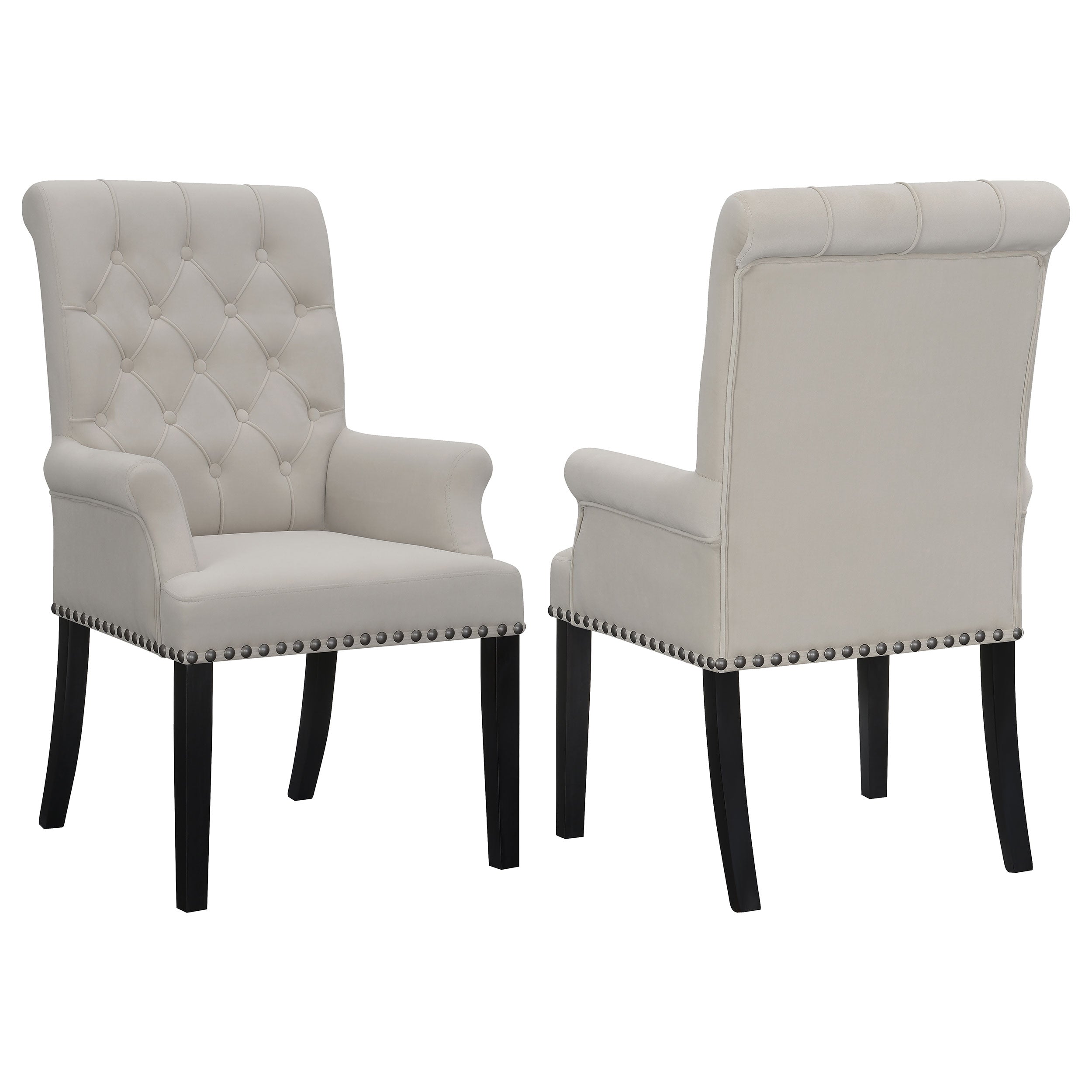 Alana Upholstered Tufted Arm Chair with Nailhead Trim Arm Chair Grey