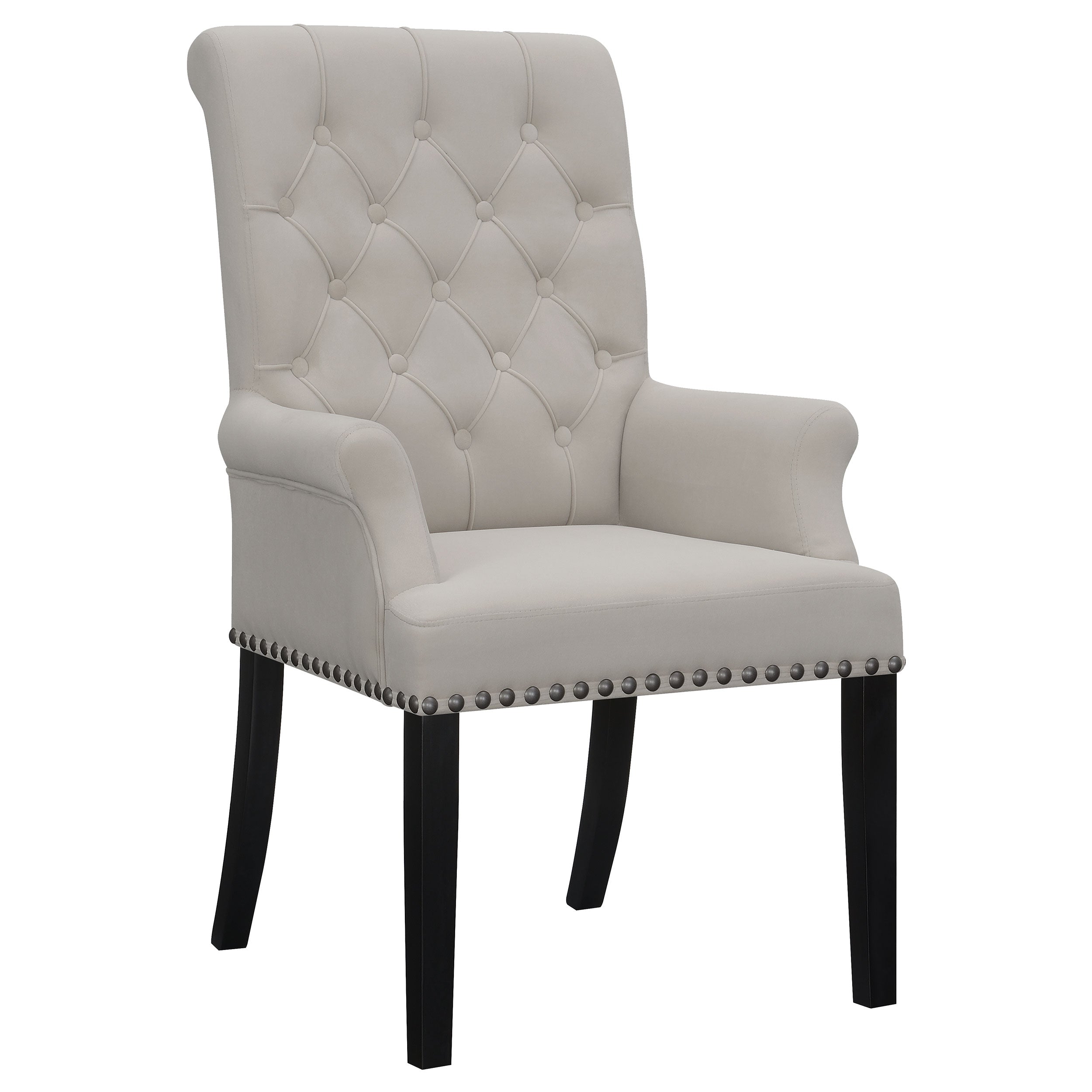 Alana Upholstered Tufted Arm Chair with Nailhead Trim Arm Chair Grey