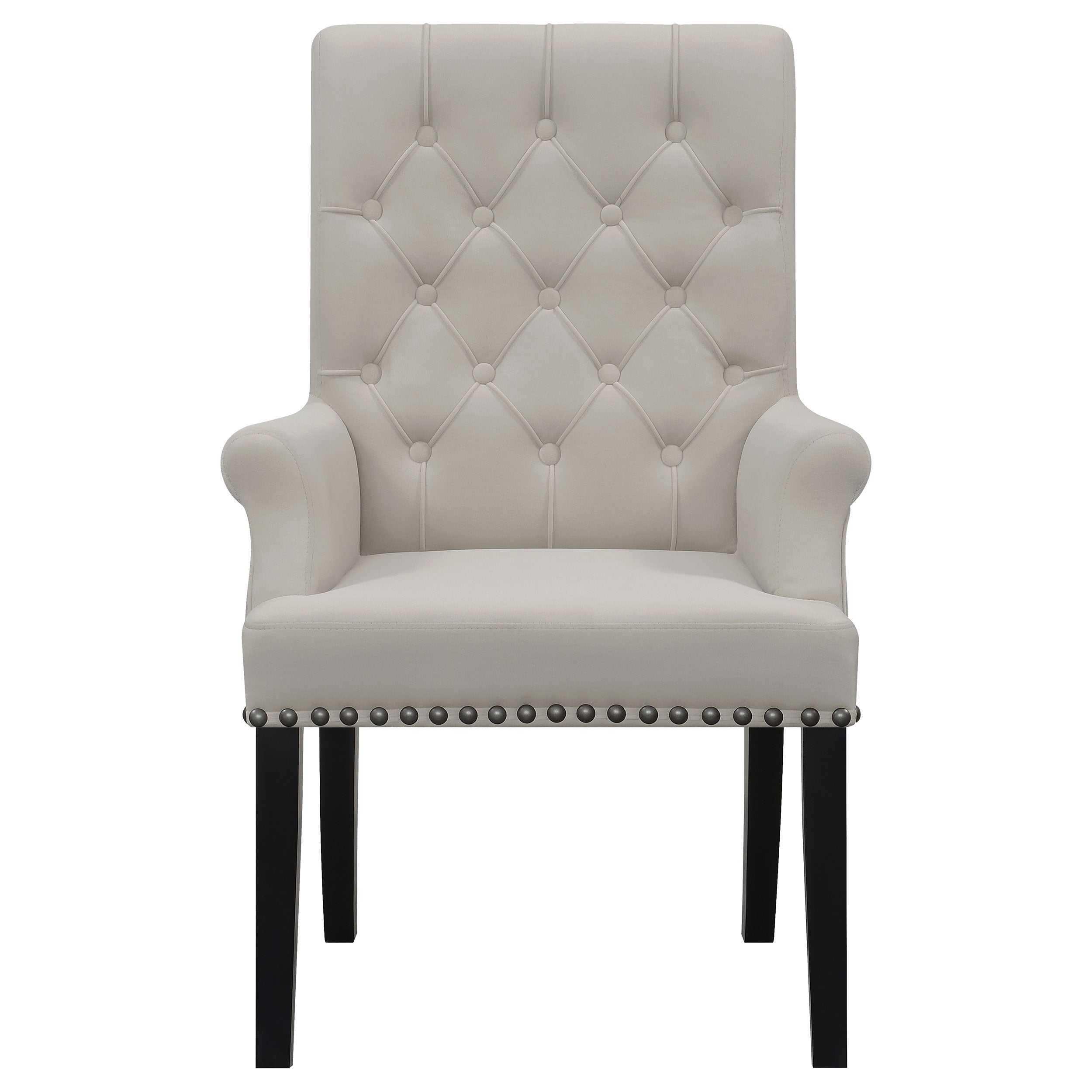 Alana Upholstered Tufted Arm Chair with Nailhead Trim Arm Chair Grey