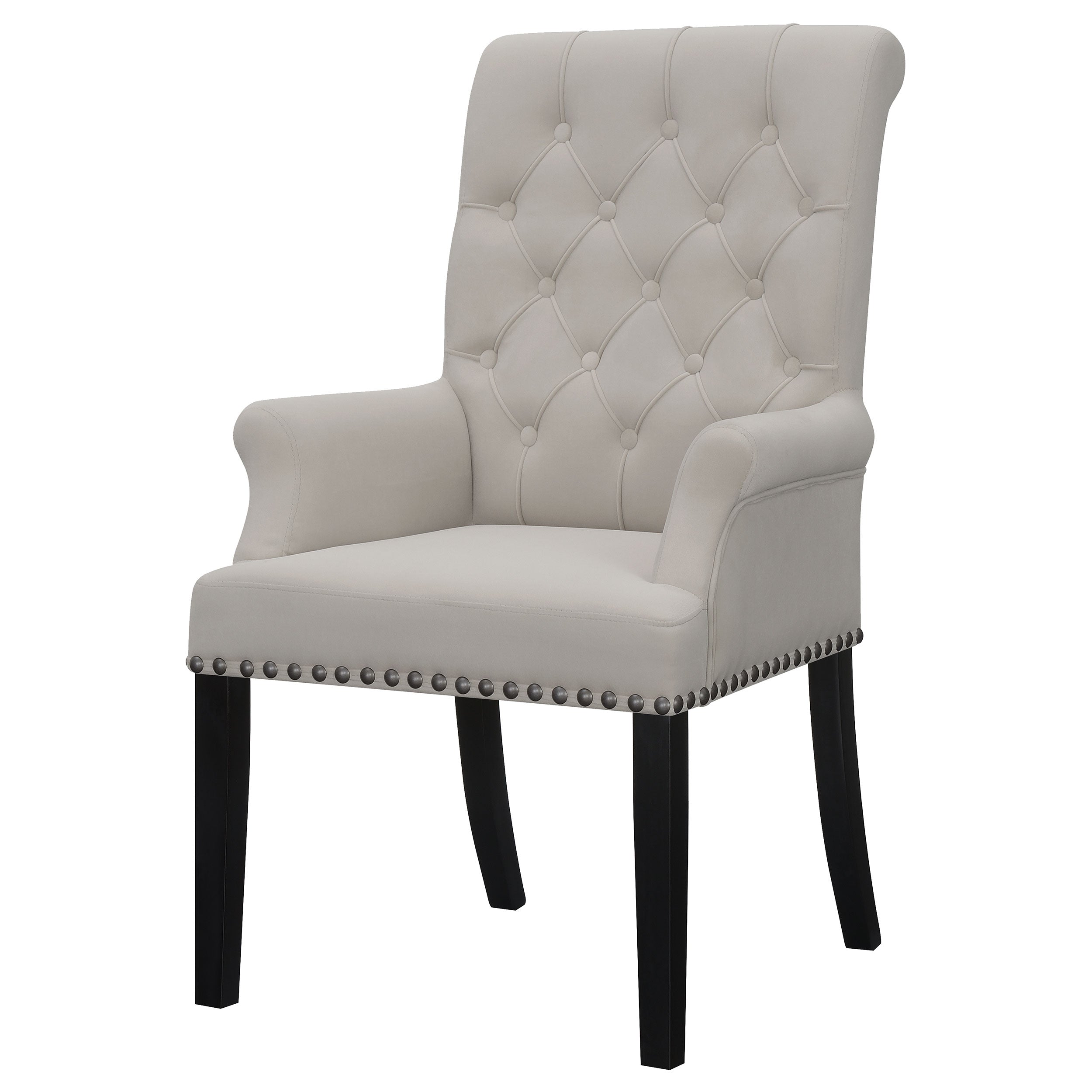 Alana Upholstered Tufted Arm Chair with Nailhead Trim Arm Chair Grey