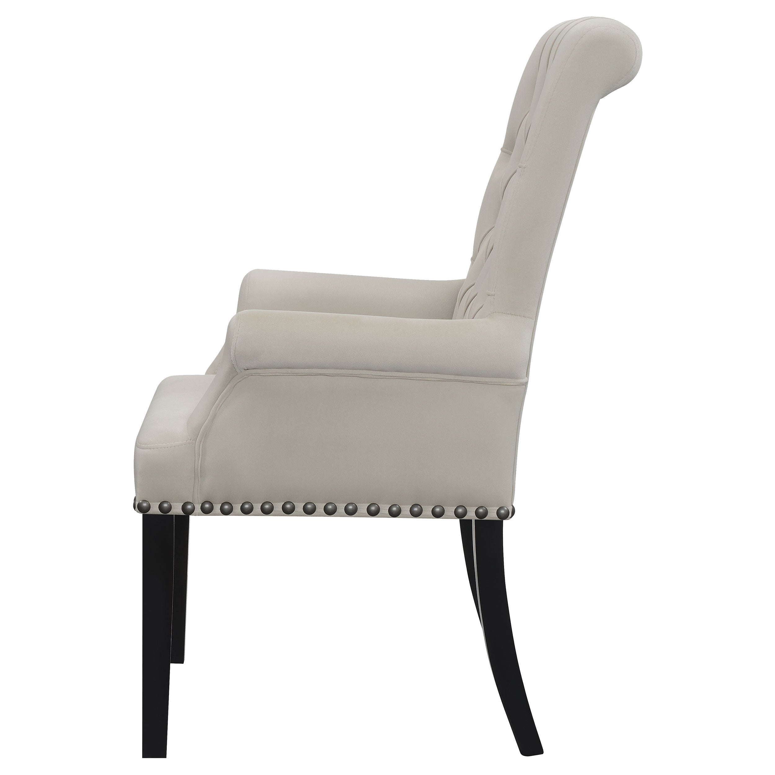 Alana Upholstered Tufted Arm Chair with Nailhead Trim Arm Chair Grey