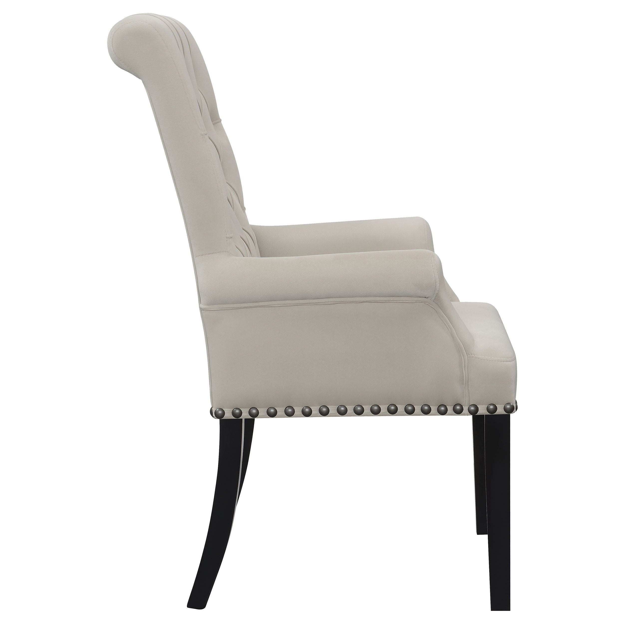 Alana Upholstered Tufted Arm Chair with Nailhead Trim Arm Chair Grey