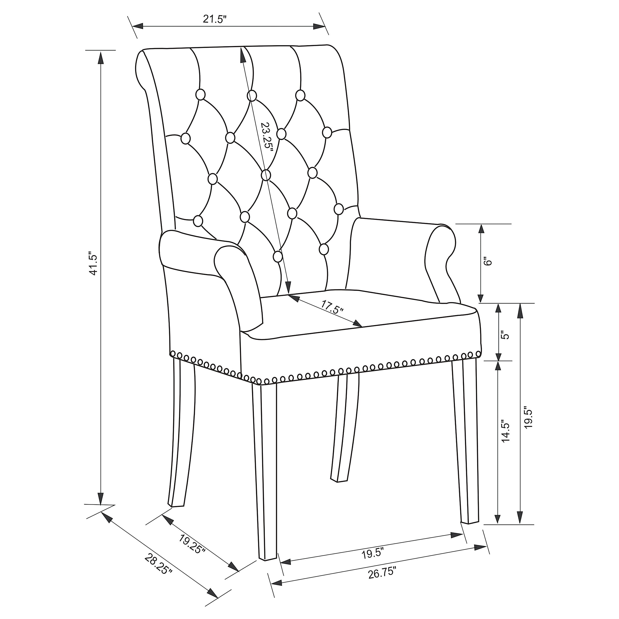 Alana Upholstered Tufted Arm Chair with Nailhead Trim Arm Chair Grey