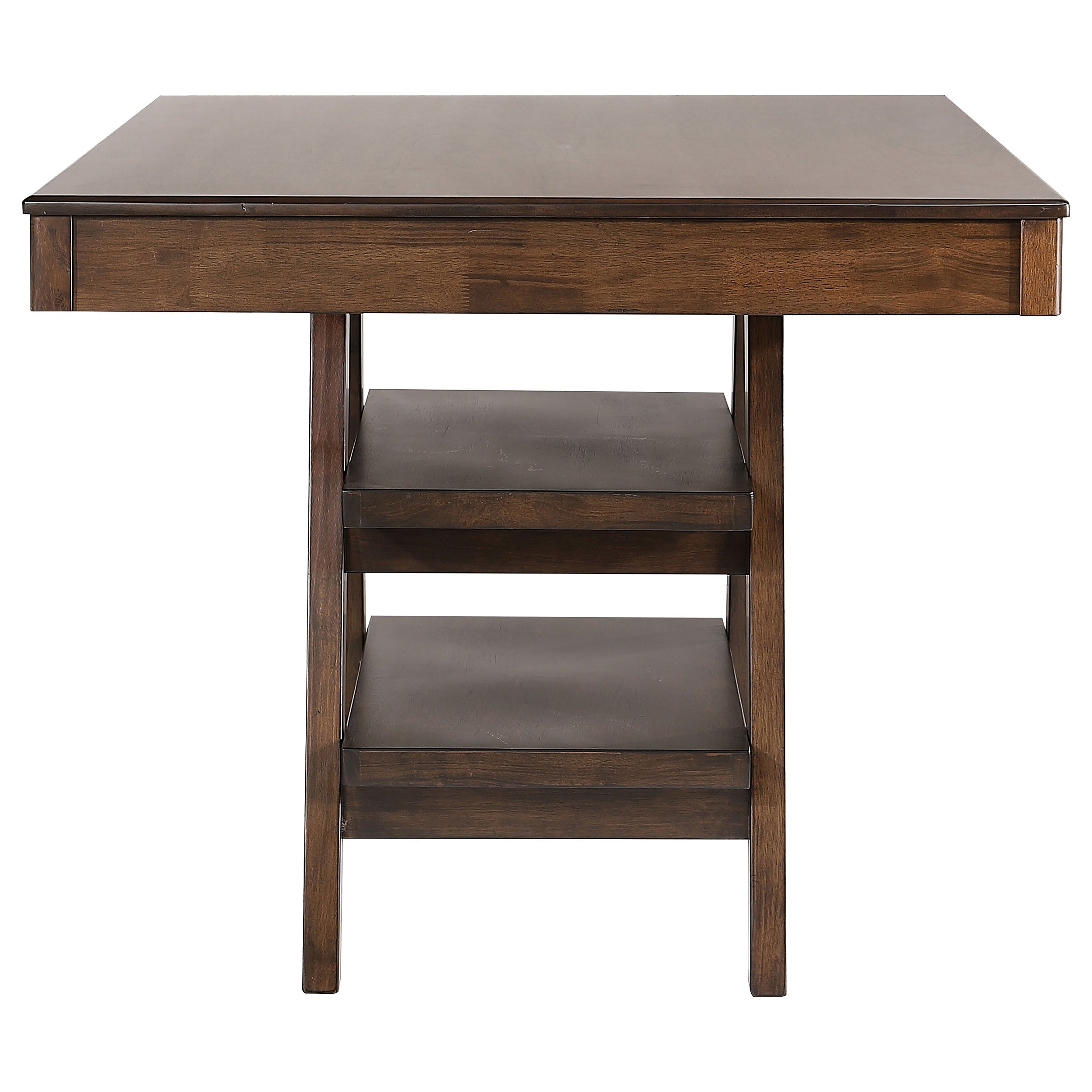 Dewey 2-drawer Counter Height Table with Open Shelves Walnut