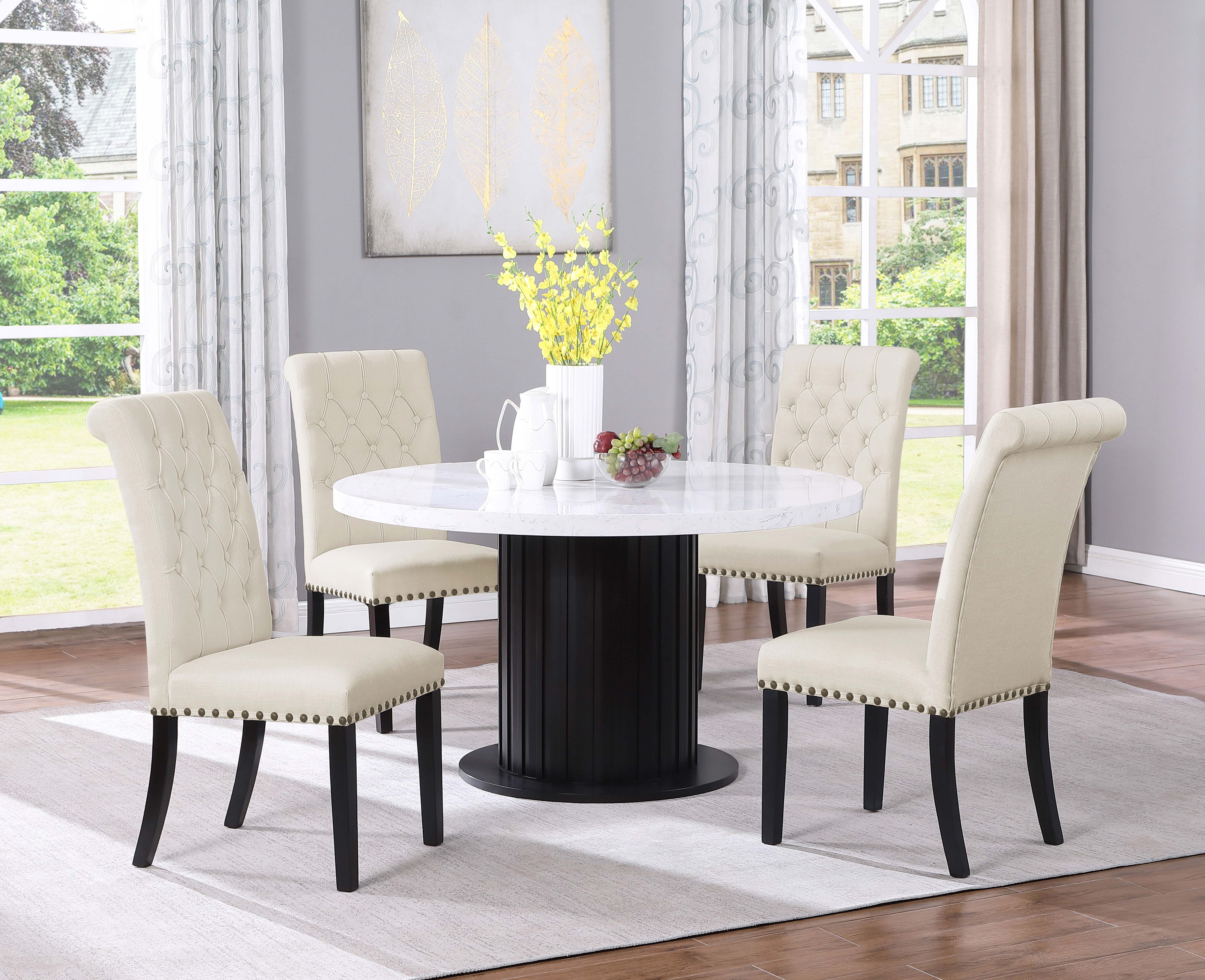 Sherry Round Dining Table Rustic Espresso and White