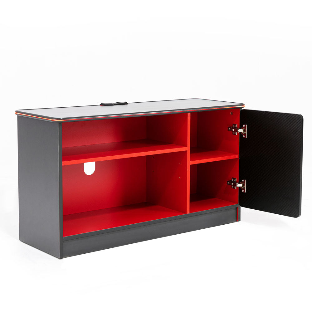 Carbon-Tek TV Stand with LED, Gray/Red