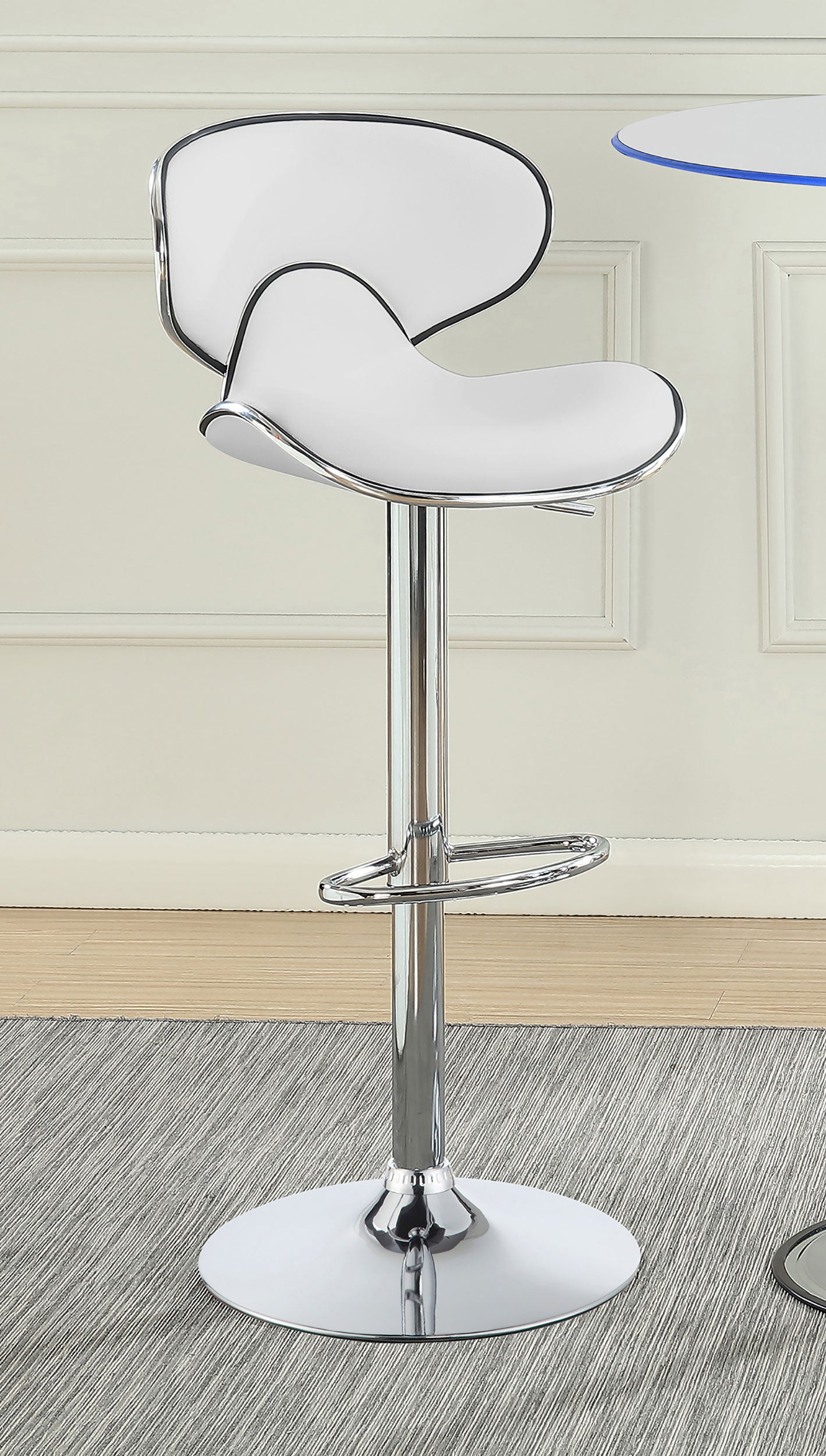 Edenton Upholstered Adjustable Height Bar Stools White and Chrome (Set of 2)