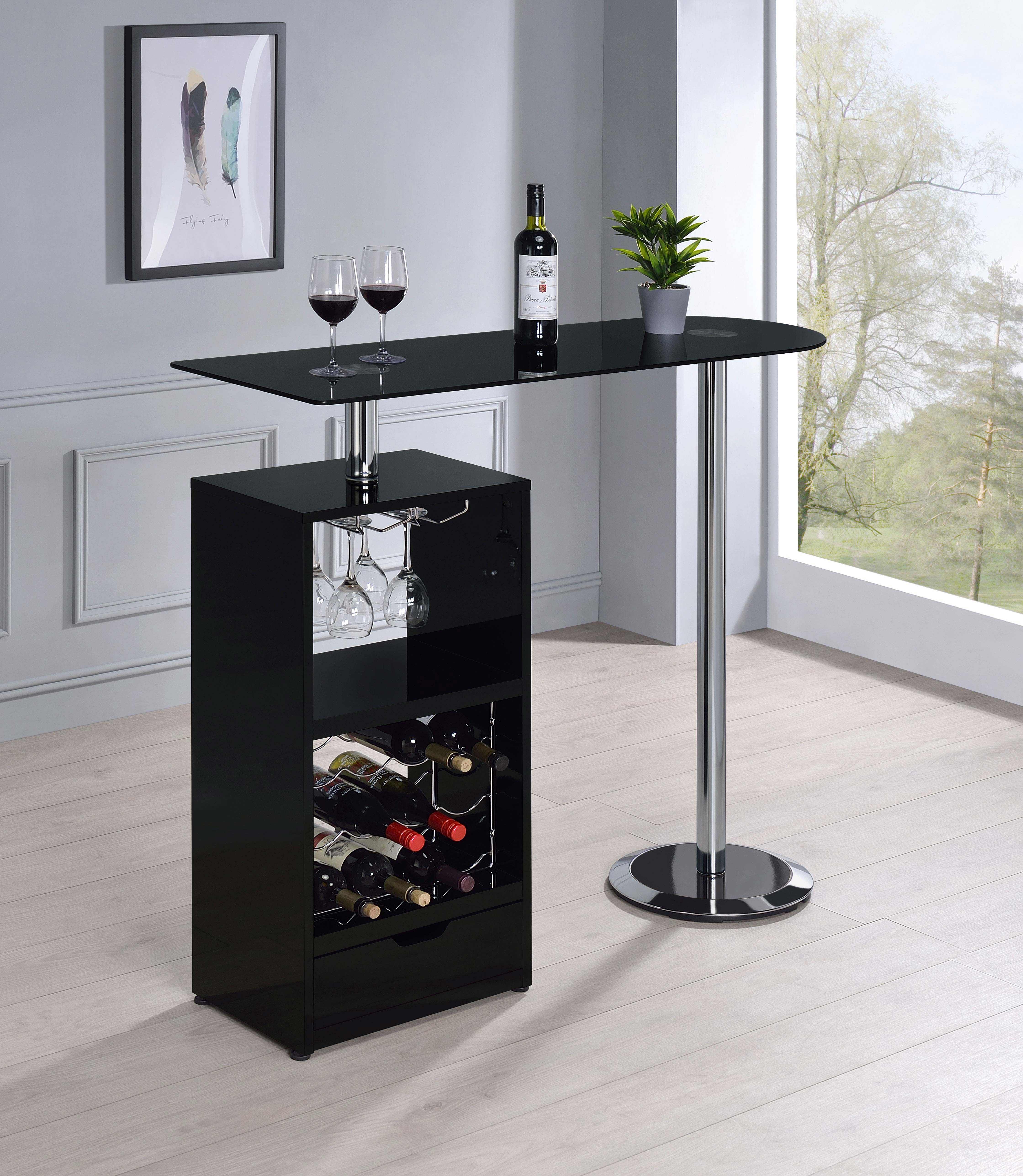 Koufax 1-drawer Bar Table Glossy Black