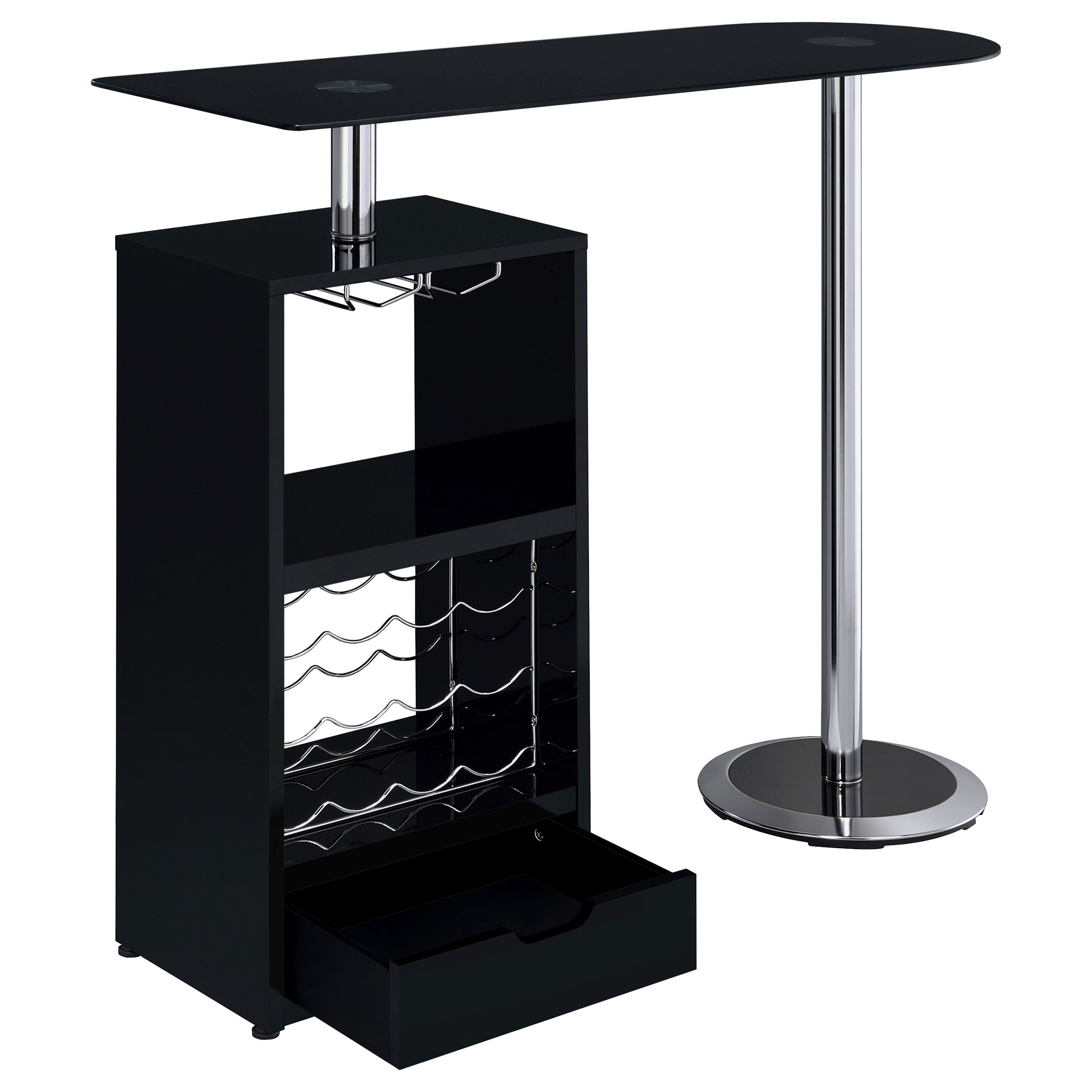 Koufax 1-drawer Bar Table Glossy Black