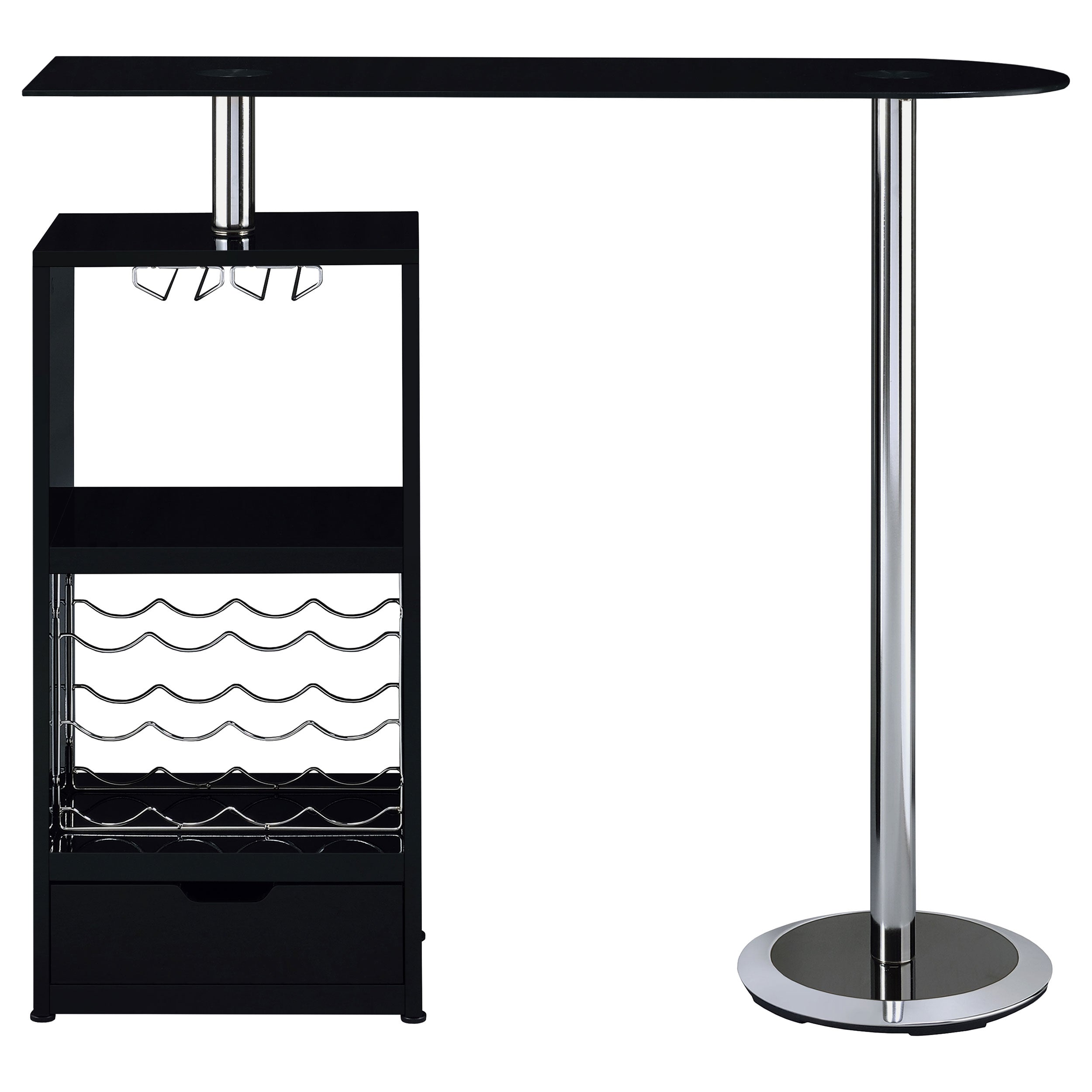 Koufax 1-drawer Bar Table Glossy Black