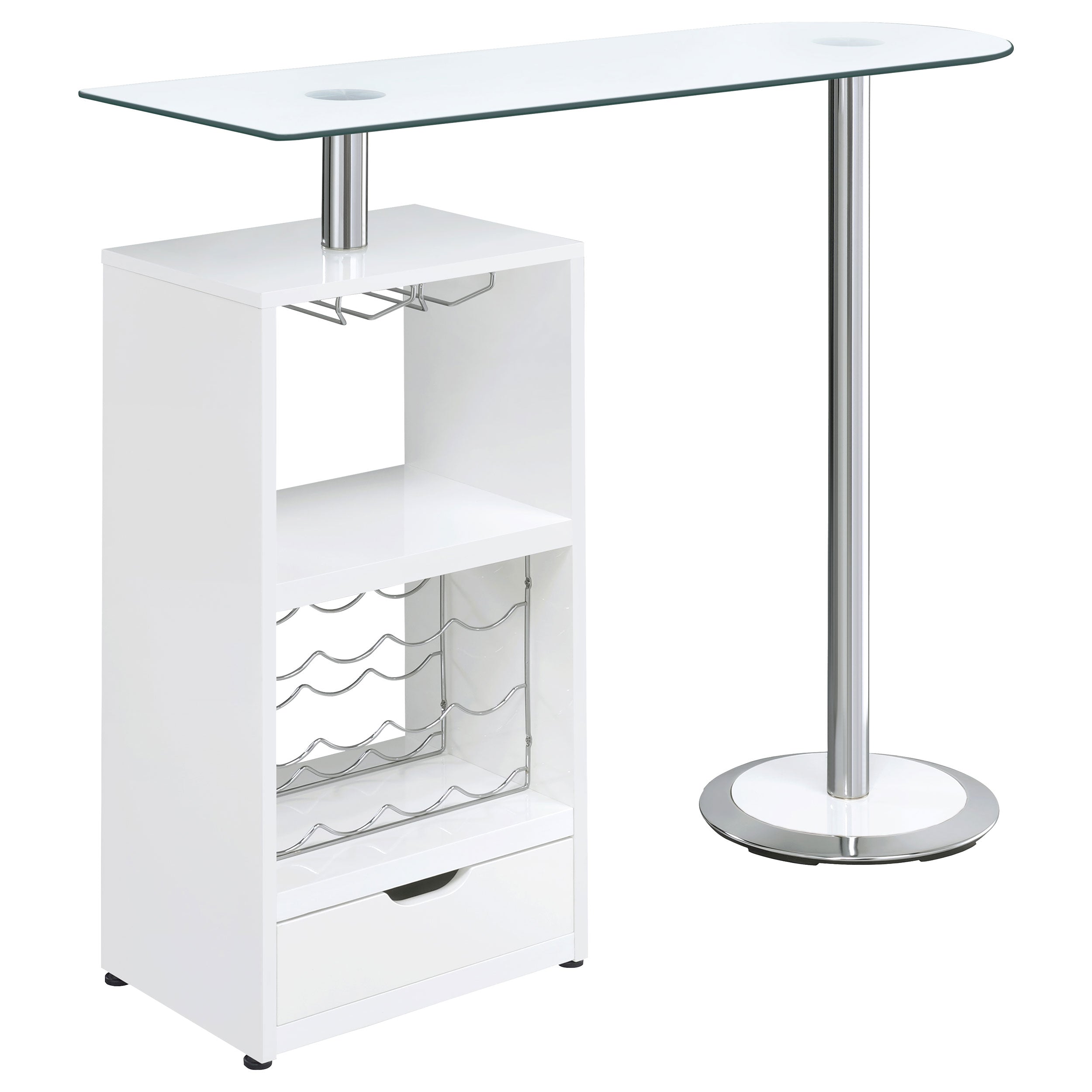 Koufax 1-drawer Bar Table Glossy White