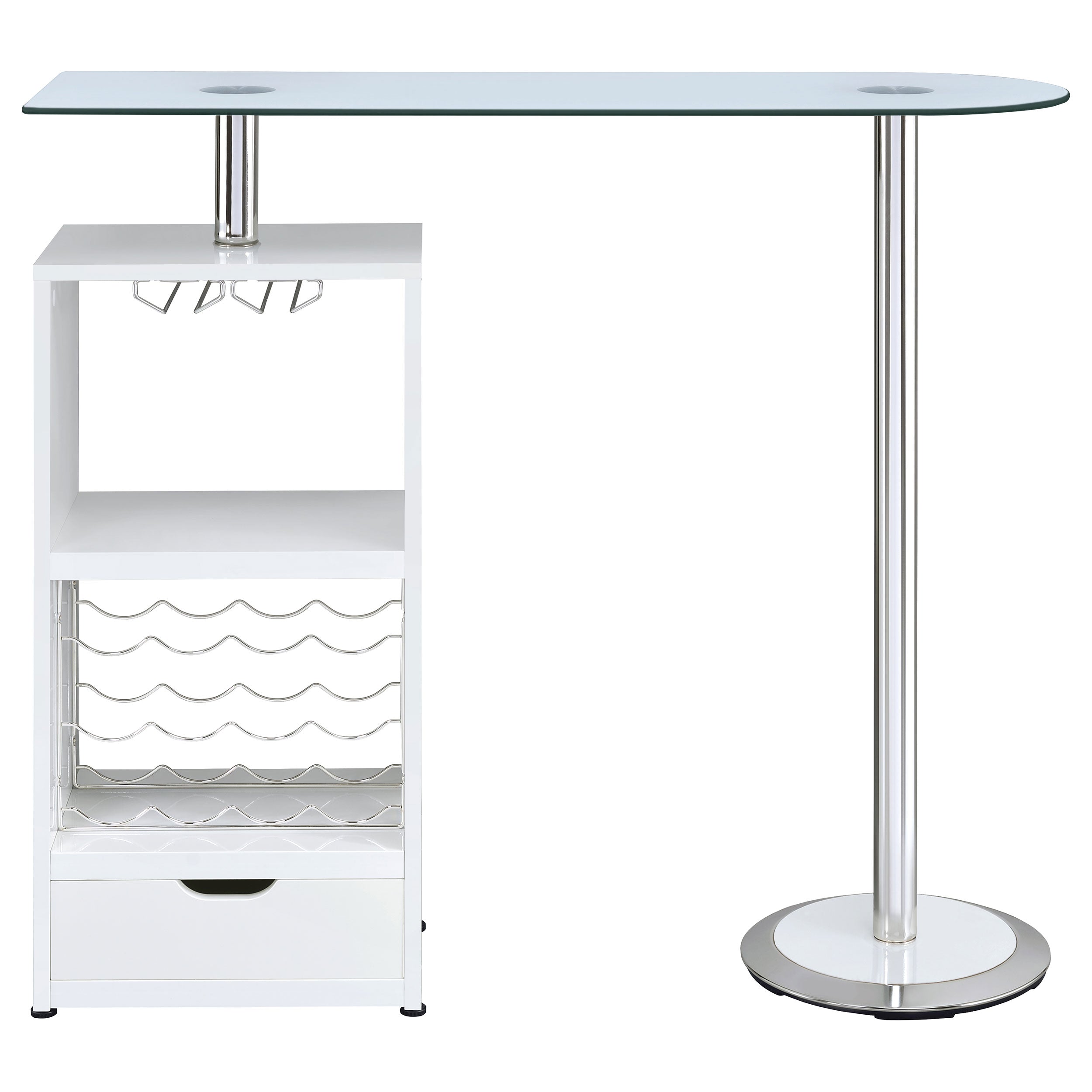 Koufax 1-drawer Bar Table Glossy White