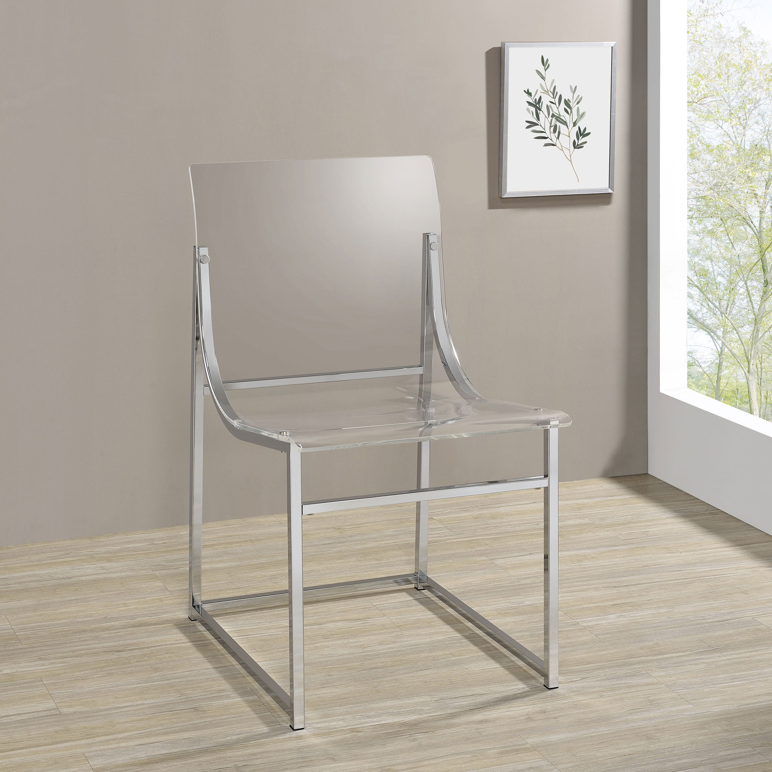 Acrylic Dining Side Chair Clear and Chrome