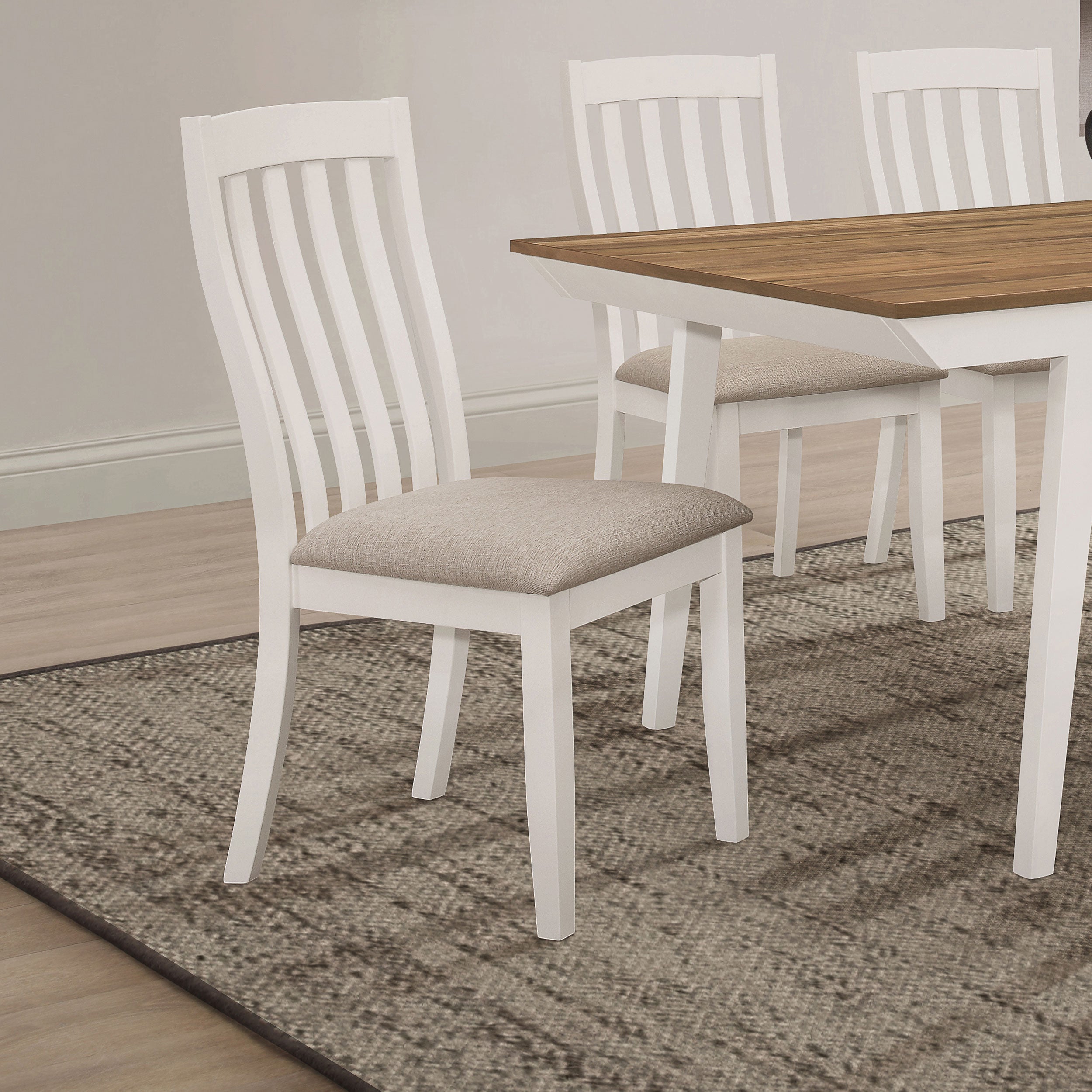 Anwar Vertical Slat Back Dining Side Chair Off White