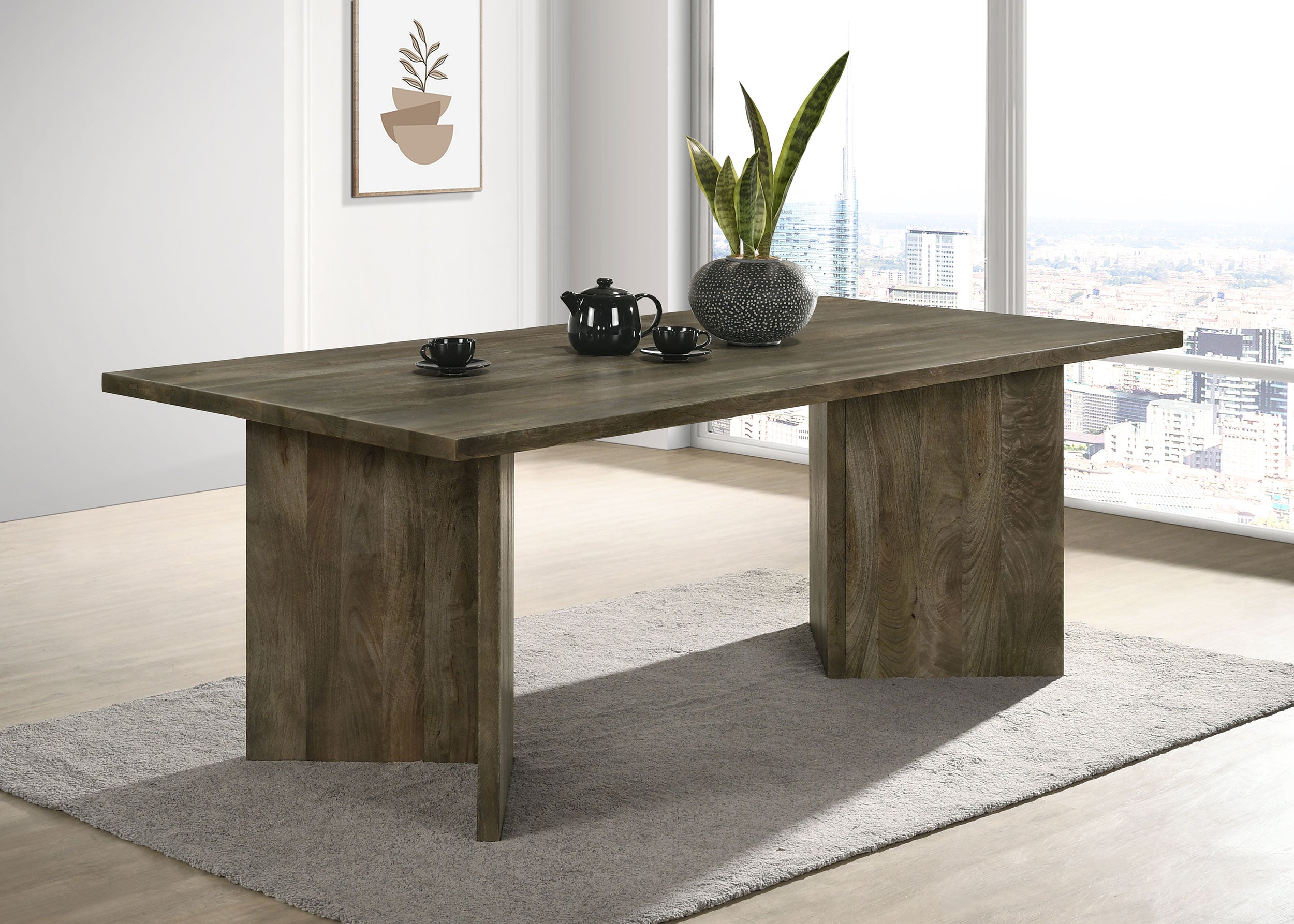 Tyler Rectangular Double V-Leg Dining Table Mango Brown