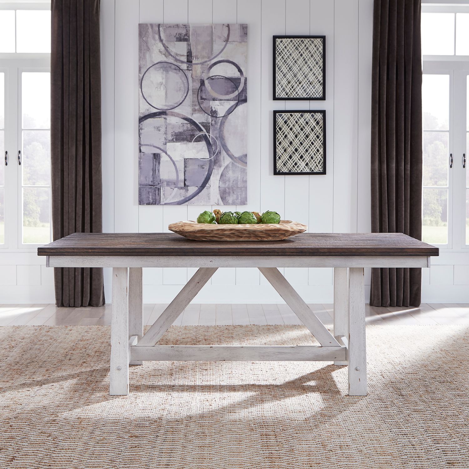 Snatched Fixed Top Trestle Dining Table