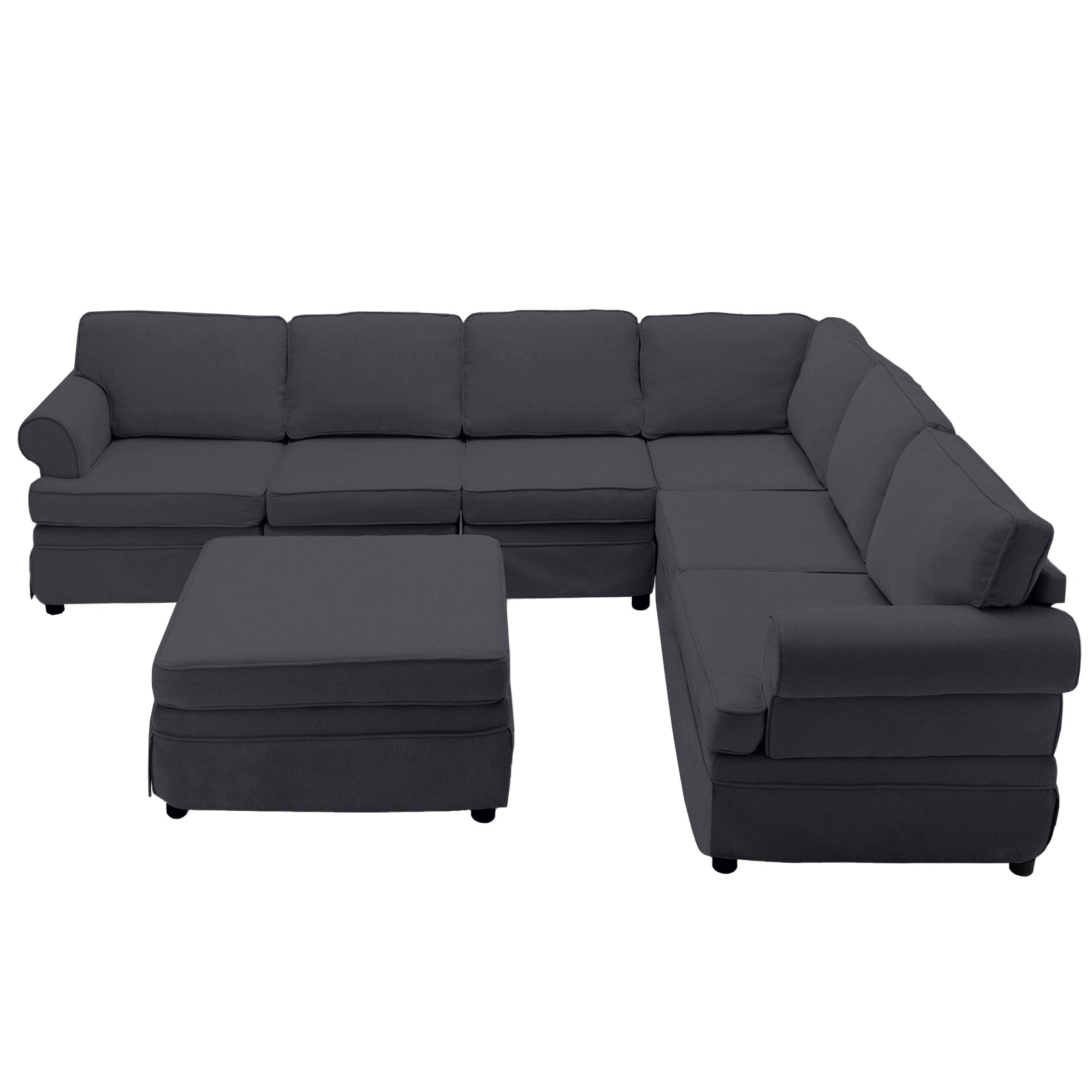 108.6" Fabric Upholstered Modular Sofa Collection, Modular Customizable ,Sectional Couch with removable Ottoman for Living Room, Gray