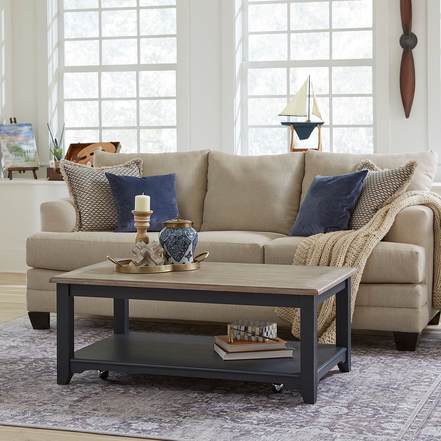 Cifaldi Rectangular Cocktail Coffee Table- Navy