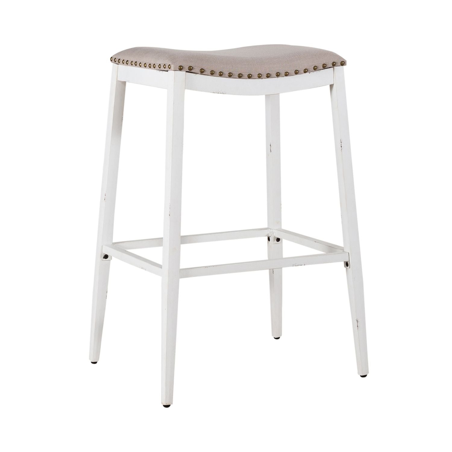 Braisen Backless Upholstered Barstool- Antique White