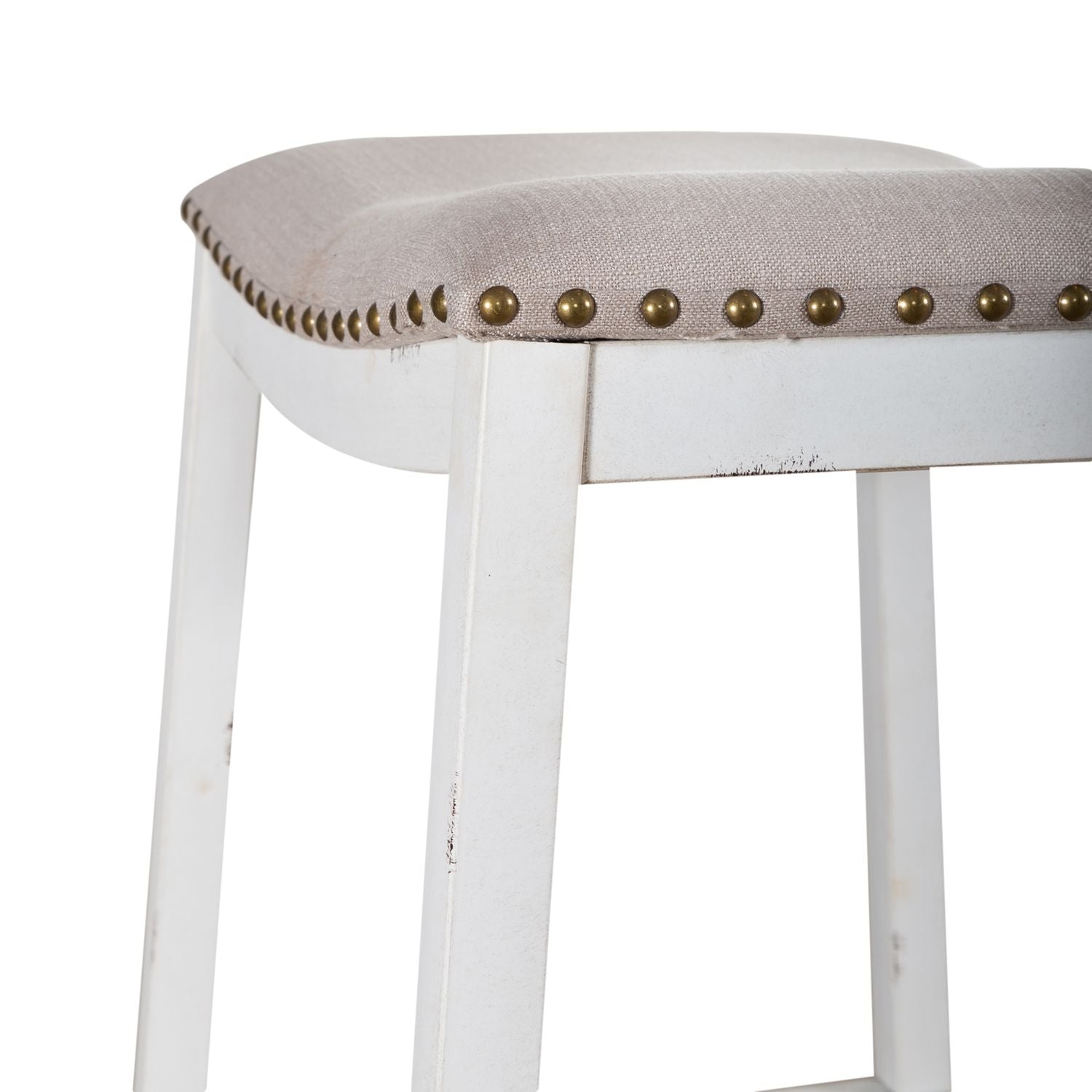 Braisen Backless Upholstered Barstool- Antique White