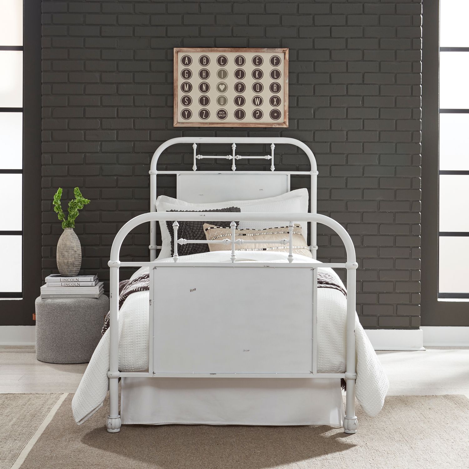 Cassiani Twin Metal Bed - Antique White