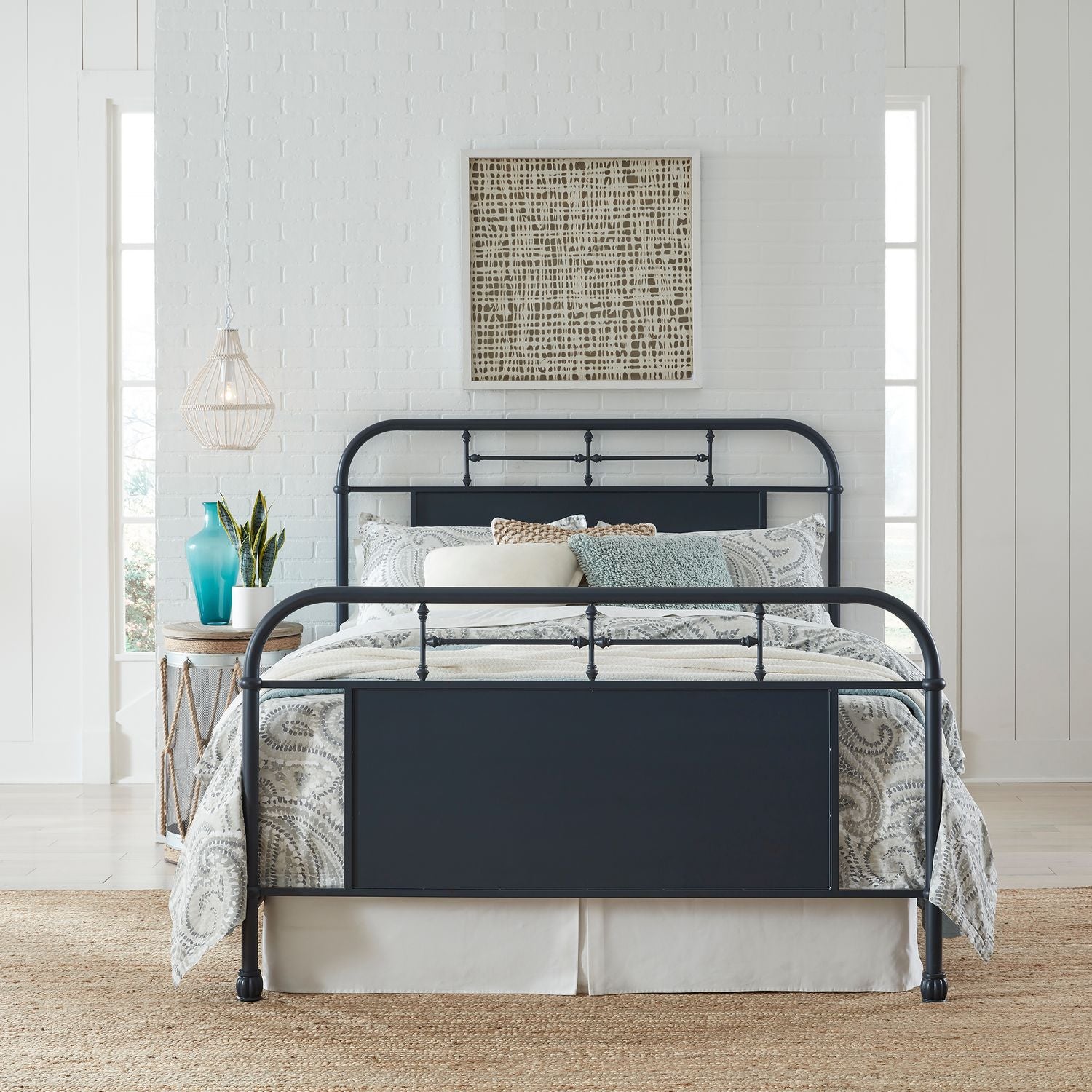 Delor Queen Metal Bed- Navy